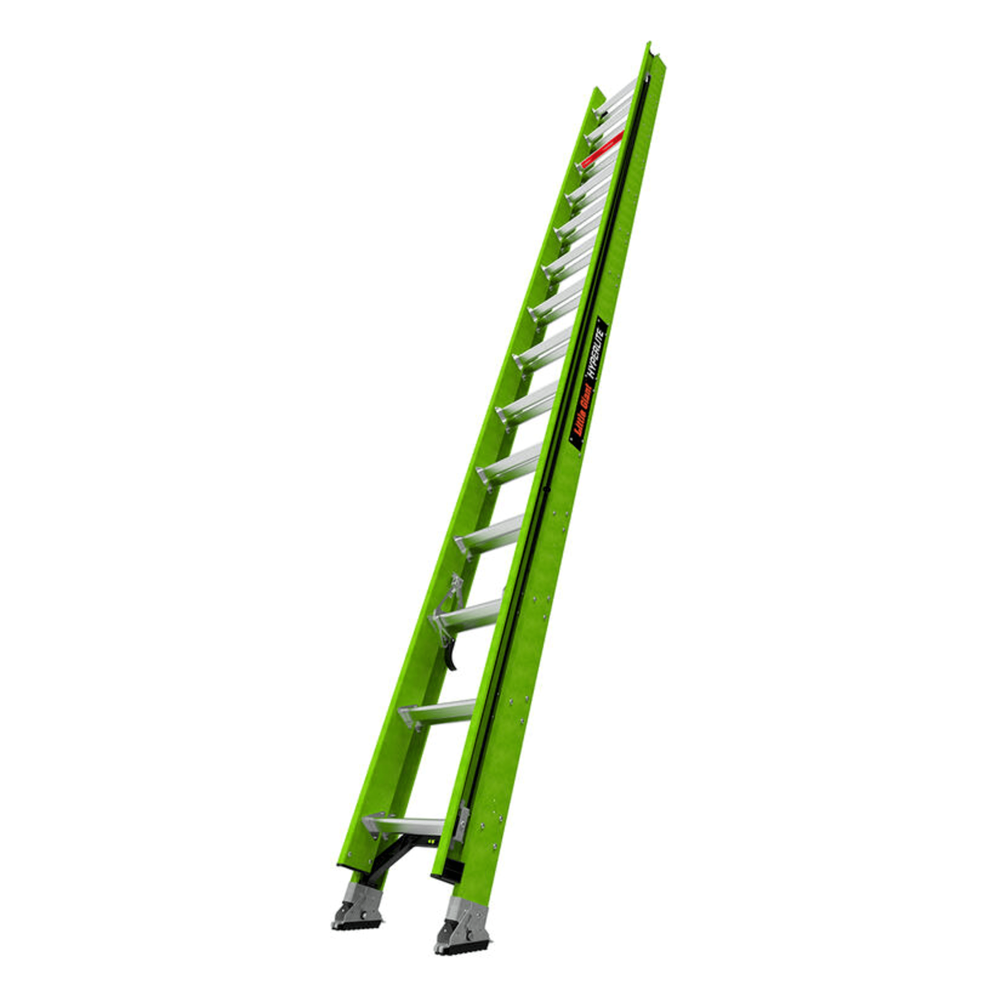 Escalera de Extensión / Fibra de Vidrio y Aluminio / 10.9 m (35.8 ft) / Capacidad 375 lb (170 kg) / Estabilizadores Niveladores Integrados / Certificación ANSI-OSHA