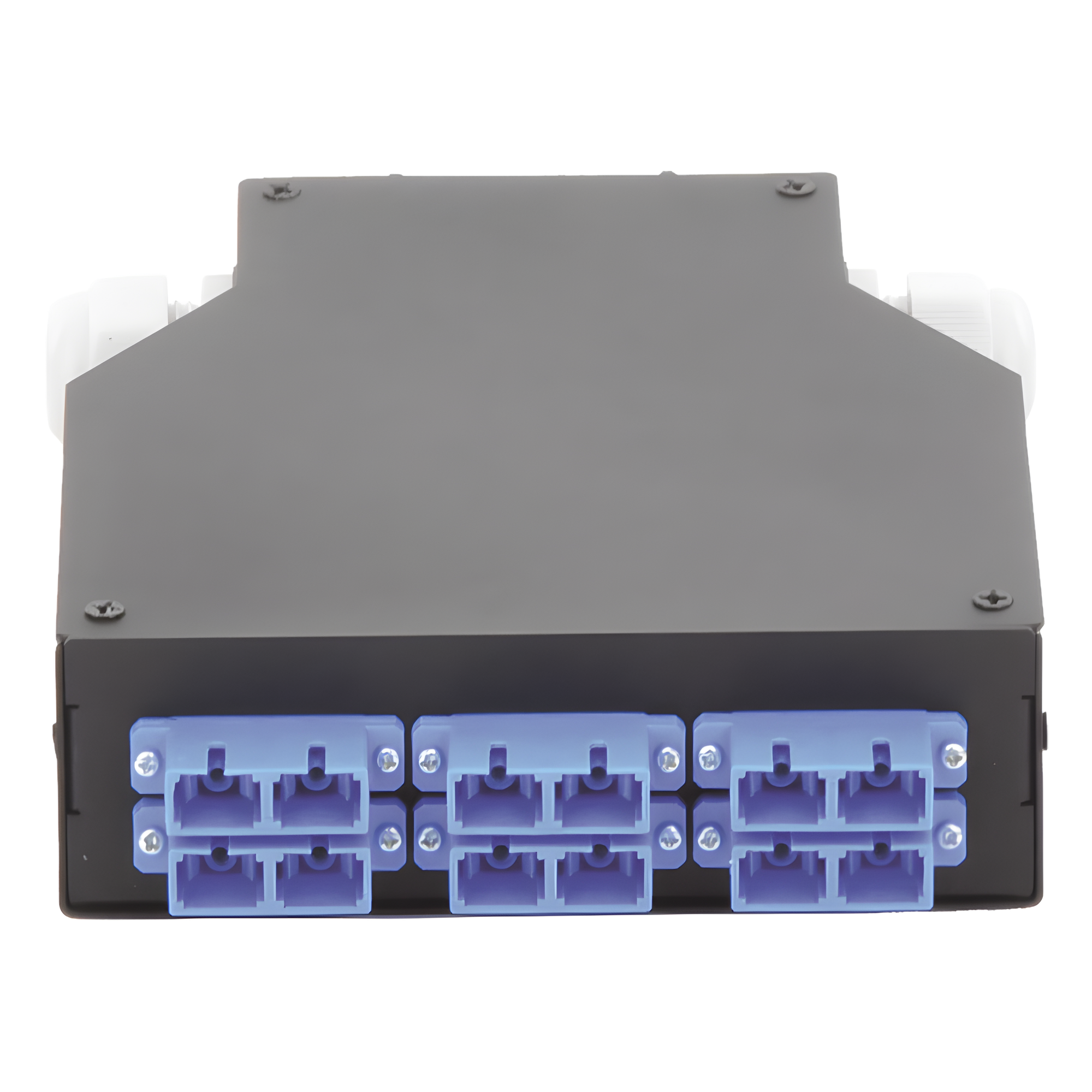 Distribuidor de Fibra Óptica / Riel DIN / 6 Acopladores SC/UPC Dúplex Monomodo / Charola 24 Fusiones / IP67 / 4x12.6x14.2 cm — LINKEDPRO BY EPCOM · SKU LP-RDSCUSM