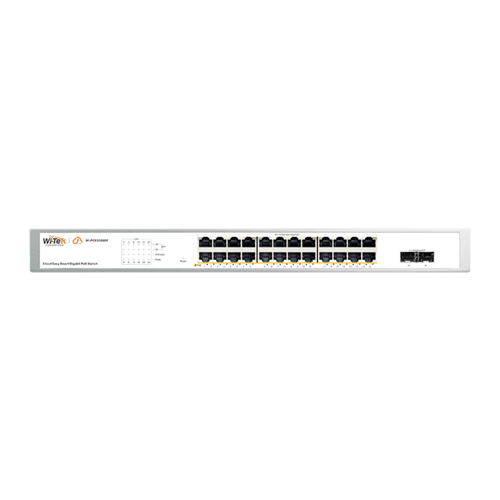 Switch Administrable PoE  / 24 puertos PoE af/at Gigabit /  2 x SFP Gigabit / Administración Cloud Gratuita / Presupuesto 370 W
