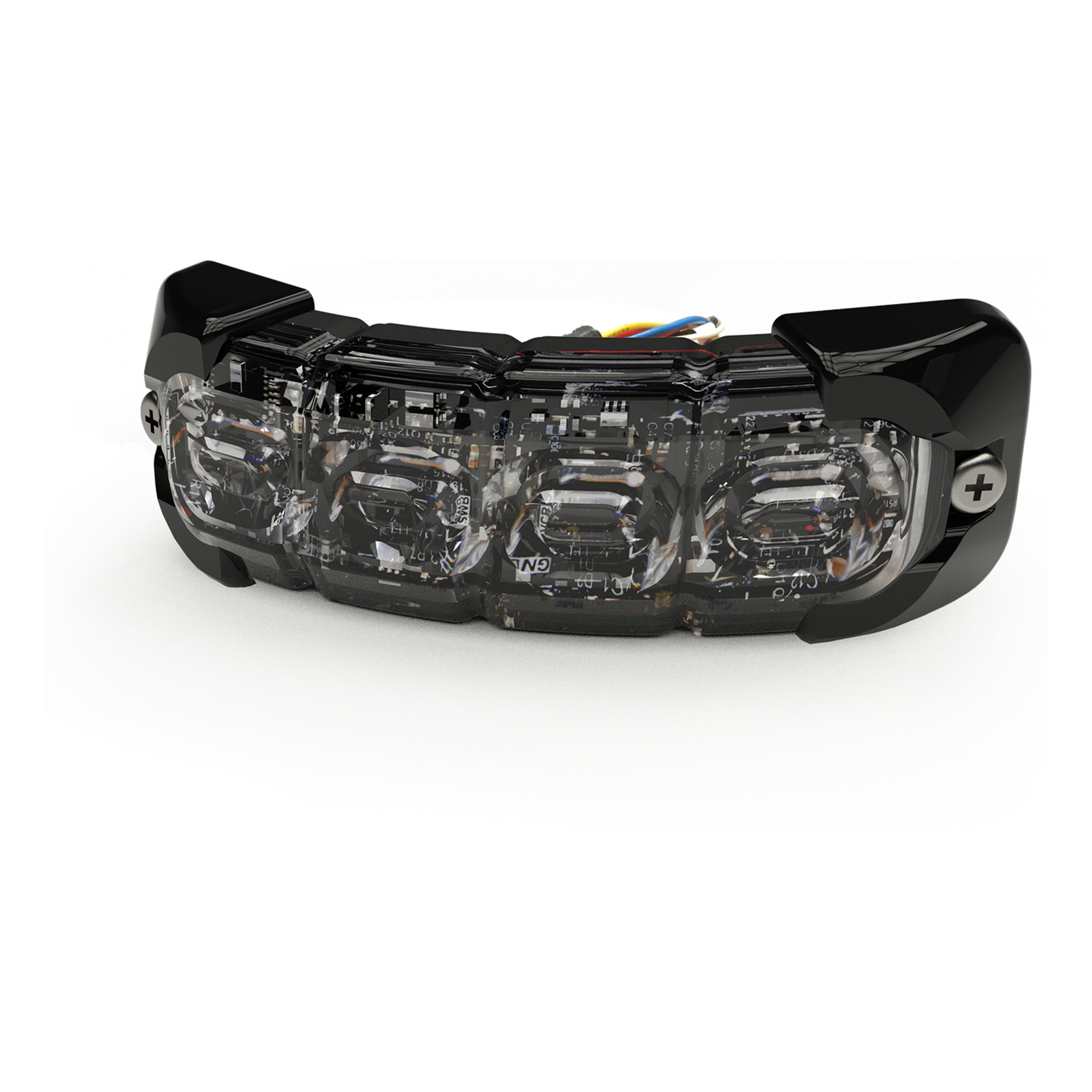 Luz de Advertencia Direccional Flexible / 8 LED Dual Color / 69 Patrones de Destello / IP69K / 12-24V / Curvatura 120° — ECCO · SKU ED3793BW