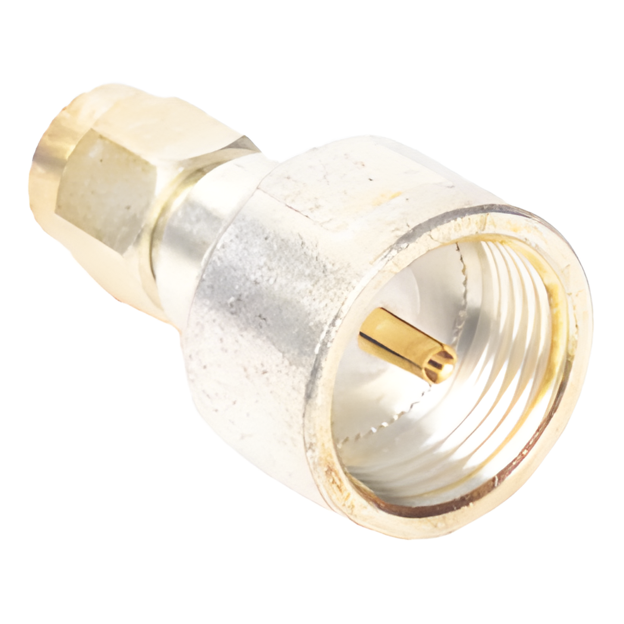 Adaptador Coaxial / Conector SMA Macho / Adaptador Hembra Intercambiable / Chapado Plata y Oro / Dieléctrico Teflón — RF INDUSTRIES,LTD · SKU PT-4000-006