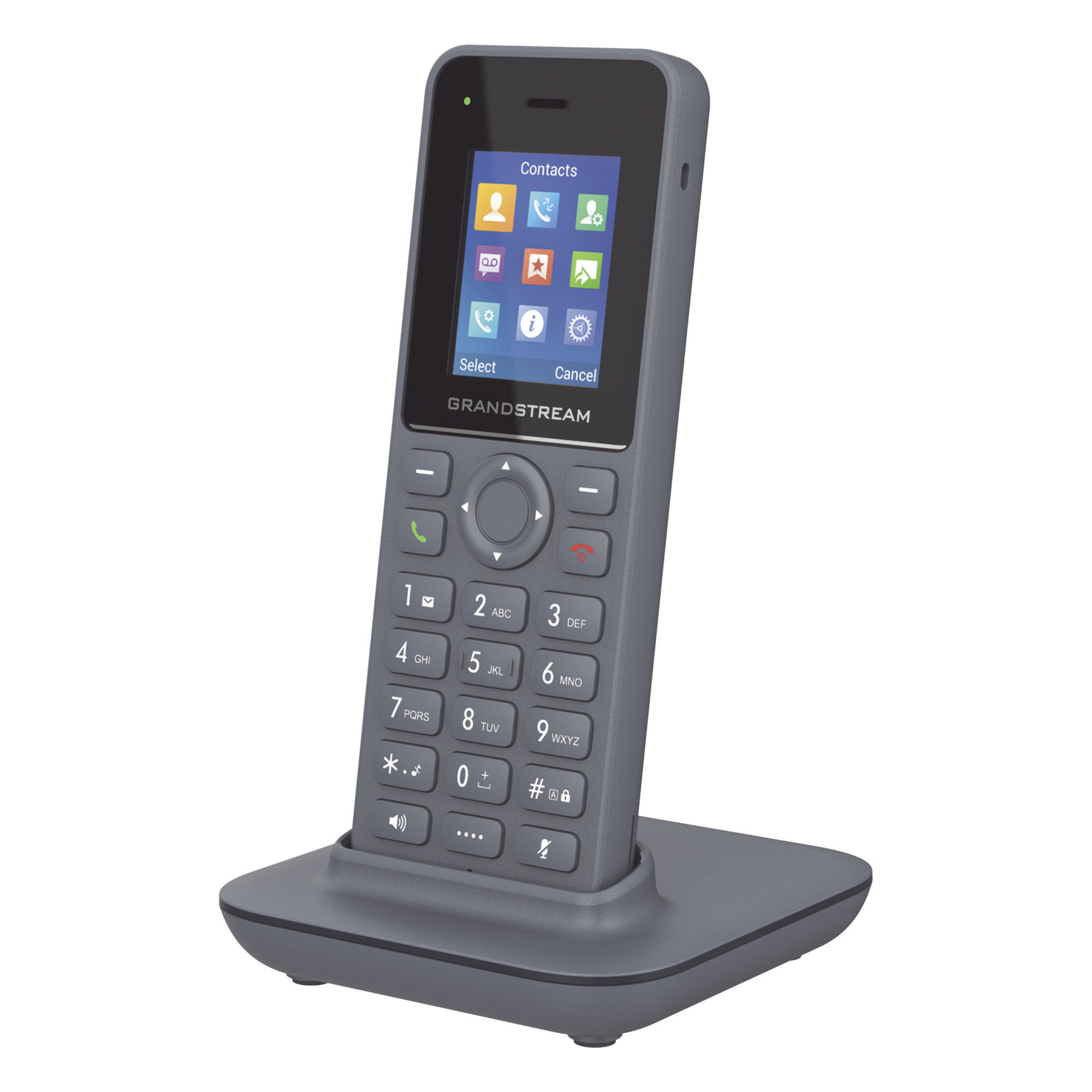 Teléfono IP Inalámbrico DECT / Alcance 400 m (1312.3 ft) Exteriores / 20 Cuentas SIP / Audio Full HD / Pantalla Color 1.8 pulgadas / 50 Horas Conversación — GRANDSTREAM · SKU DP725