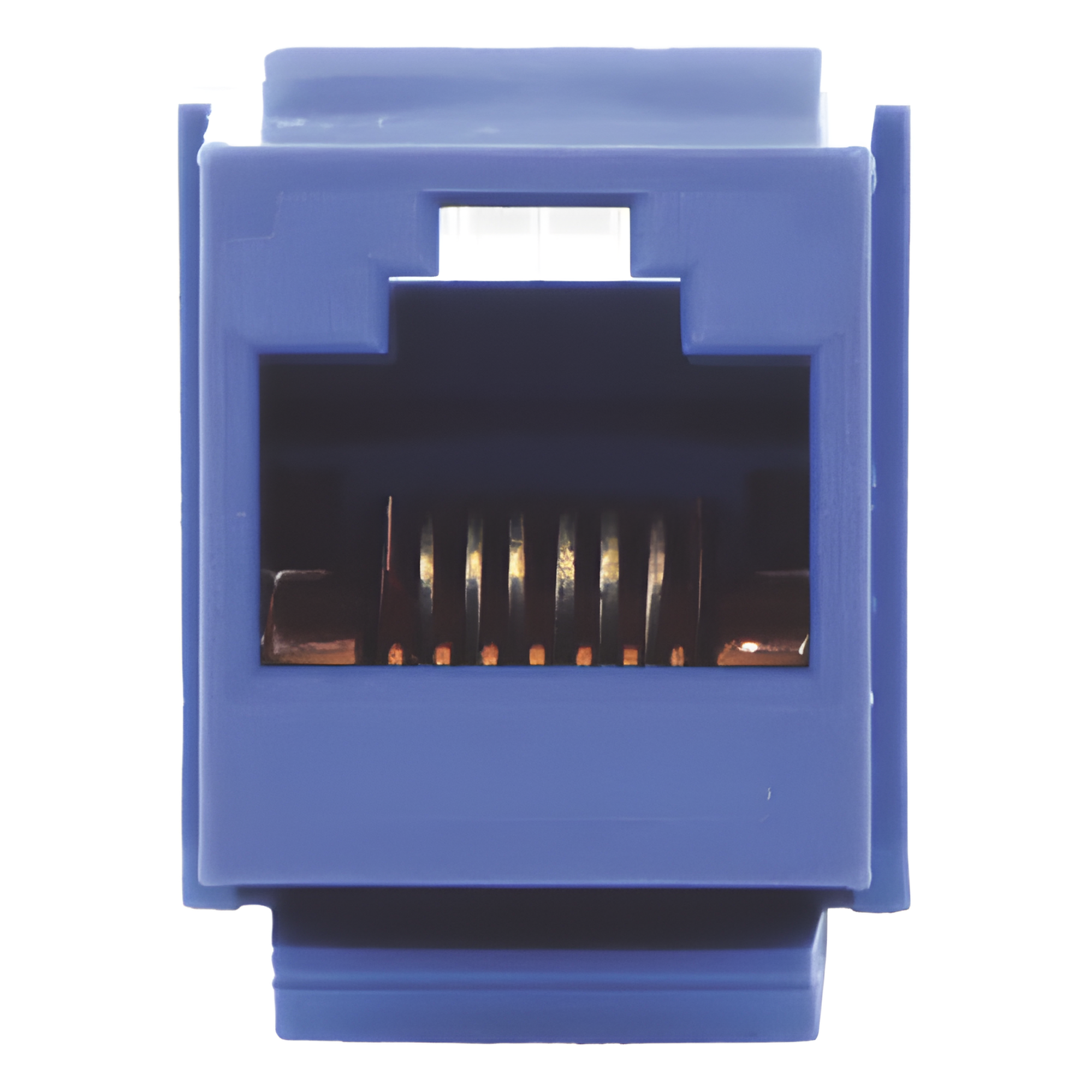 Conector Jack Estilo Leadframe, Tipo Keystone, Categoría 5e, de 8 Posiciones y 8 Cables, Color Azul
