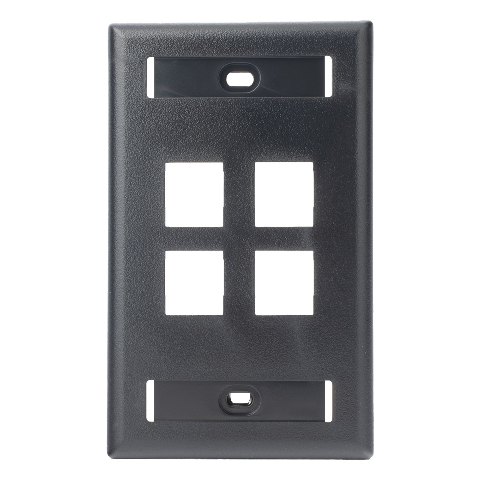Placa de Pared Vertical / 4 Puertos Keystone / Montaje Vertical / 69.8 x 114.3 mm (2.75 x 4.5 pulg.) / ABS Negro / RoHS