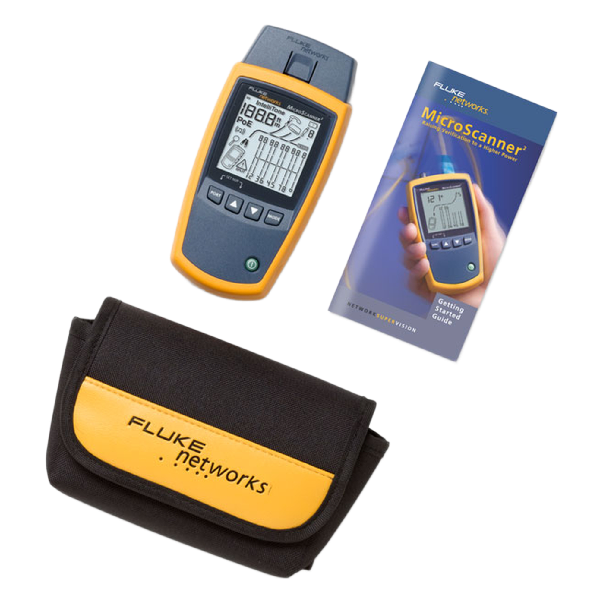 Verificador de Red / Pantalla LCD Retroiluminada / Mapa de Cableado Gráfico / Verificación de Datos Voz y Video / Detección PoE / Sin Adaptadores — FLUKE NETWORKS · SKU MS2-100