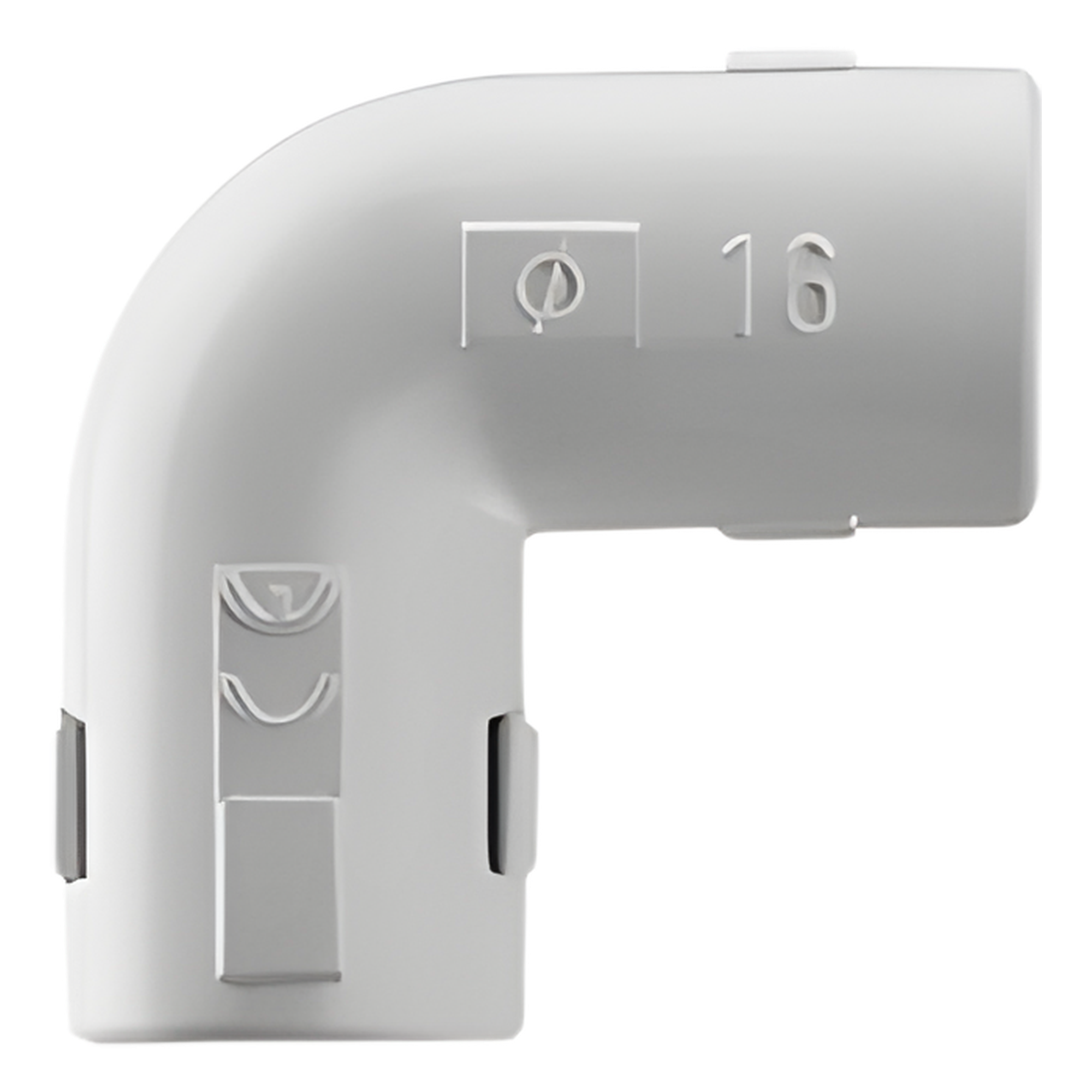 Codo L para Tubería Rígida / PVC Auto-extinguible / 20 mm / Libre de Halógenos / Instalación con Pegamento — GEWISS · SKU DX-40-320