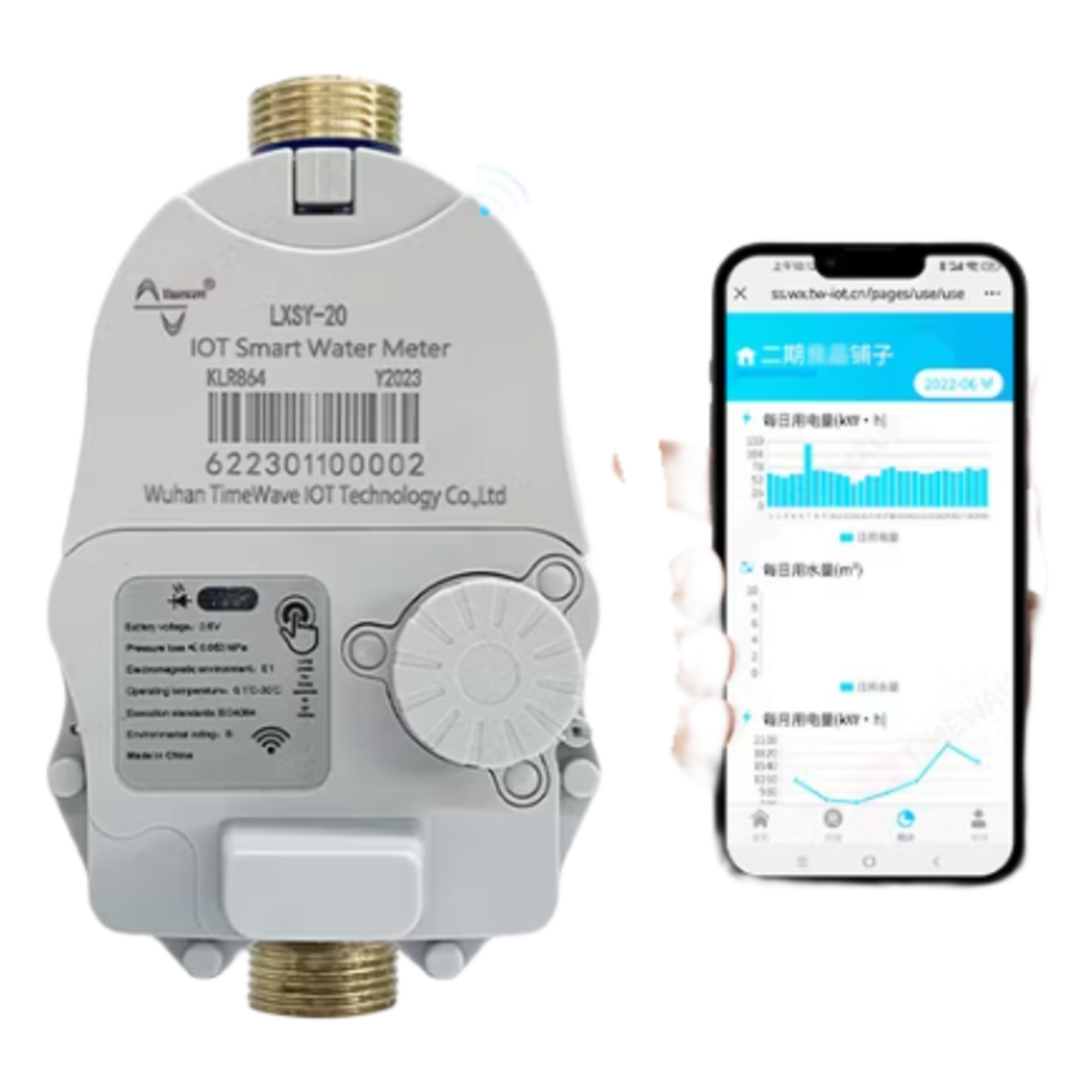 Medidor de Agua Inteligente LoRaWAN / 1 Pulgada / Válvula de Corte Eléctrica / Precisión 10 L / IP67 / Batería Litio 3.6 V — TIMEWAVE · SKU TW-LXSY-25
