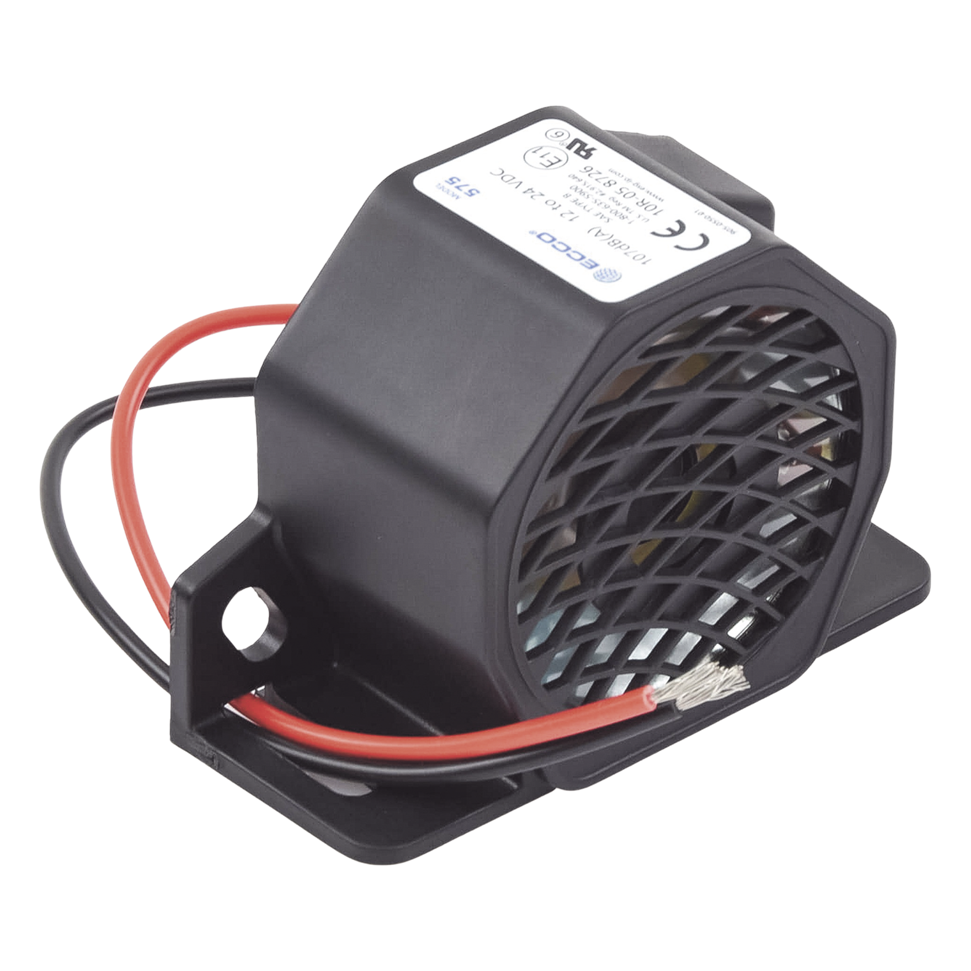 Alarma de Reversa Vehicular / 107 dBA / 12-24 VDC / Sensor de Ruido Ambiental / Nylon Reforzado con Fibra de Vidrio / -40 °F a 185 °F (-40 °C a 85 °C)