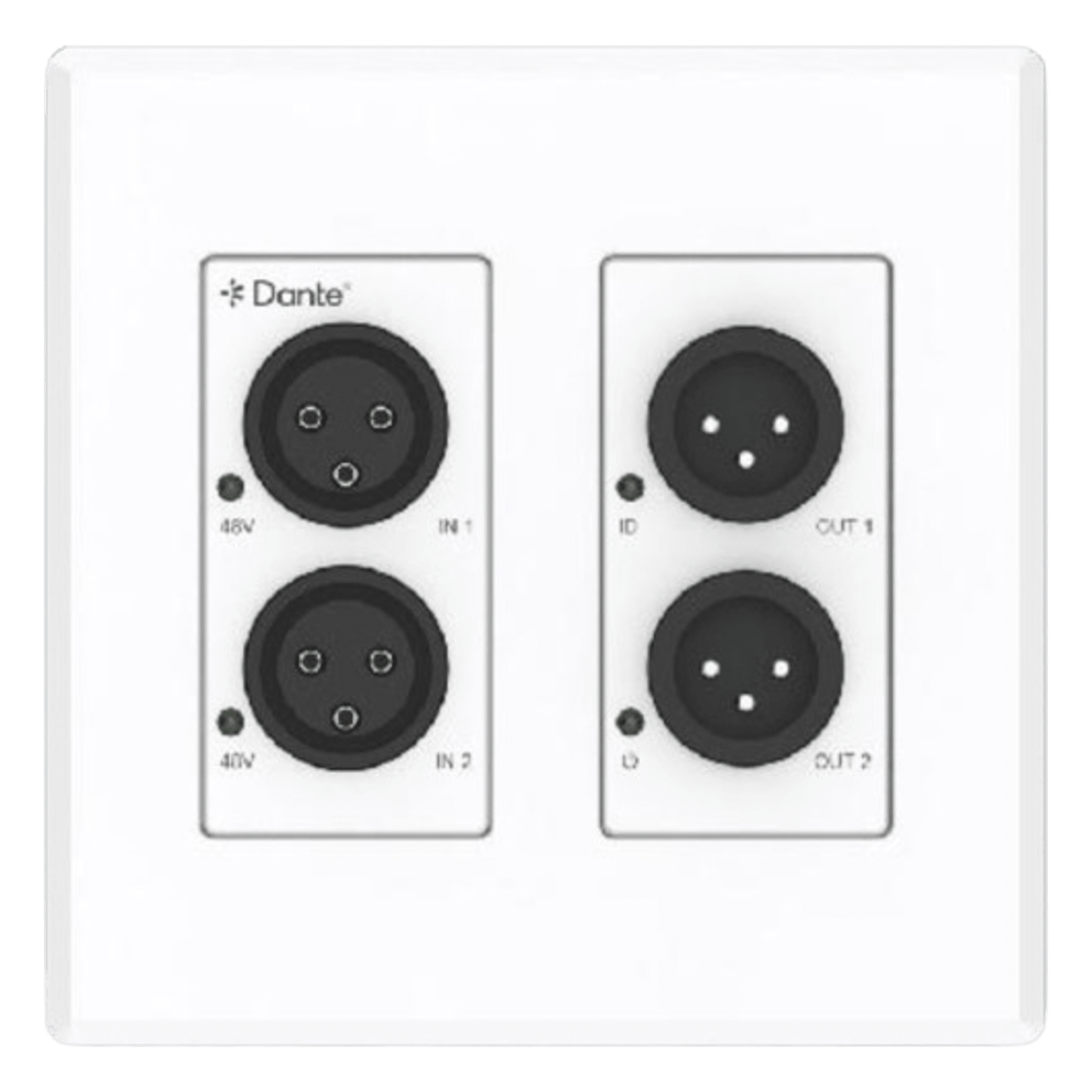Extensor de Audio Analógico XLR a Dante® | 2 Entradas y 2 Salidas | Conversión Digital de Audio | PoE IEEE 802.3af | Phantom Power 48V | Latencia Configurable 1-5ms | Rango Dinámico >90dB