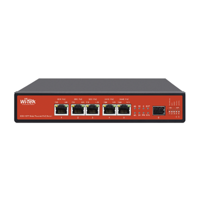 Controlador Solar de 15A con Switch PoE /  1 Puertos Gigabit PoE 802.3 bt / 2 Puertos PoE 802.3 af/at / 2 Puertos PoE Pasivo 24/48 Vcc / 1 Puerto SFP / No administrable