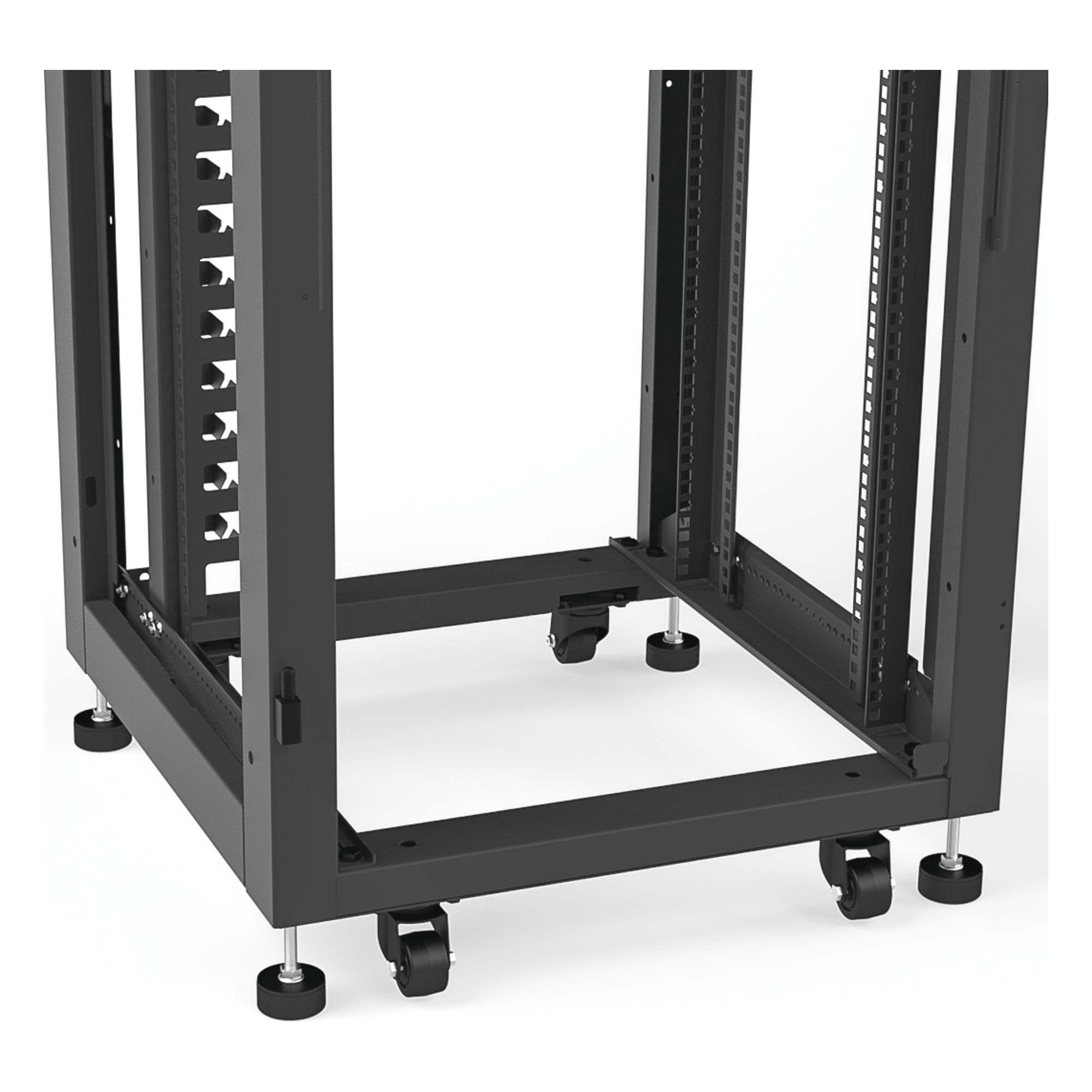 Gabinete de Piso 19in / 24UR / 600 mm Profundidad / Carga 532 kg / Puerta con Cristal Templado / Cierre 3 Puntos