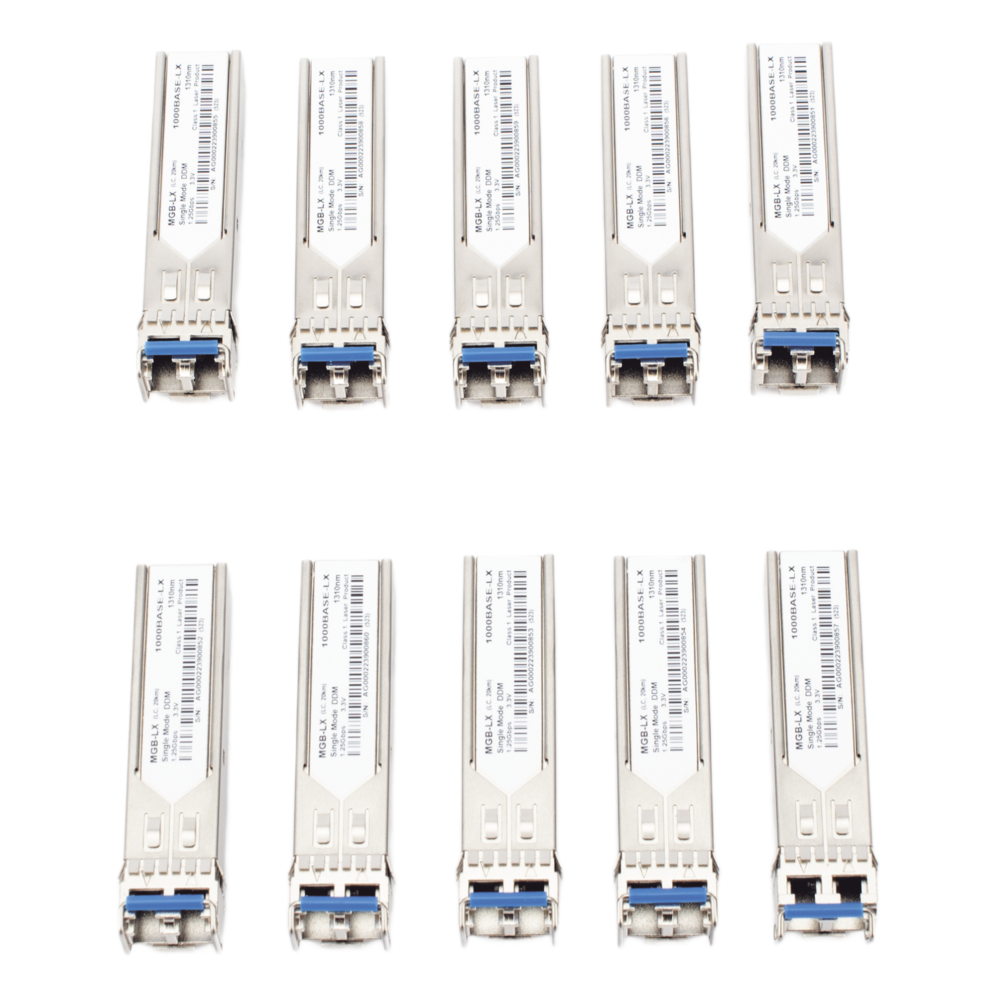 Transceptor SFP / 1Gbps / LC Monomodo / 1310nm / 20km / -40°C a 75°C / Paquete 10 piezas — PLANET · SKU MGB-TLX-10PCS