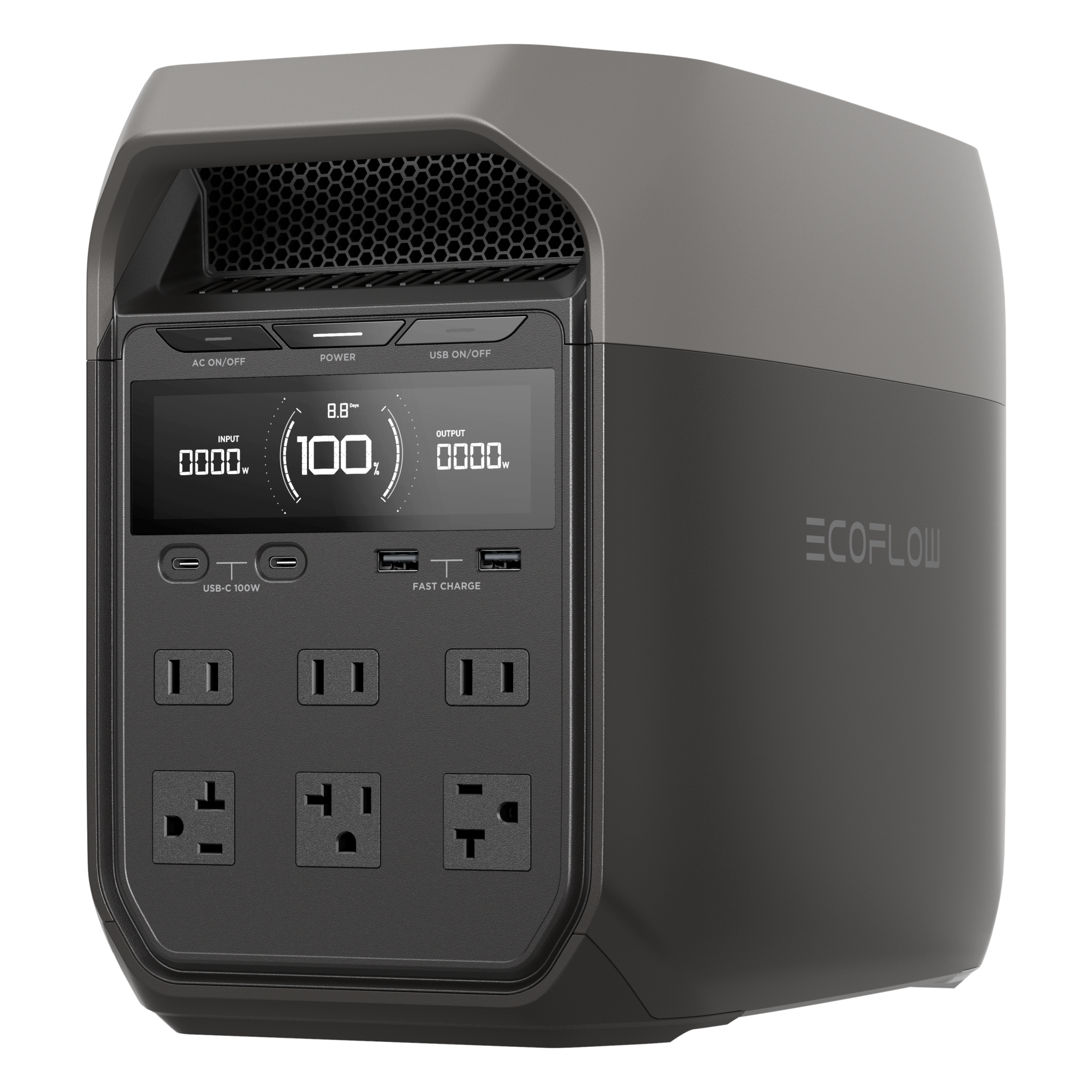 Estación de Energía Portátil / 1024 Wh / 6 Salidas AC 1800 W / 4 USB-C 100 W / Carga Solar 500 W / Wi-Fi y Bluetooth — ECOFLOW · SKU EFD3