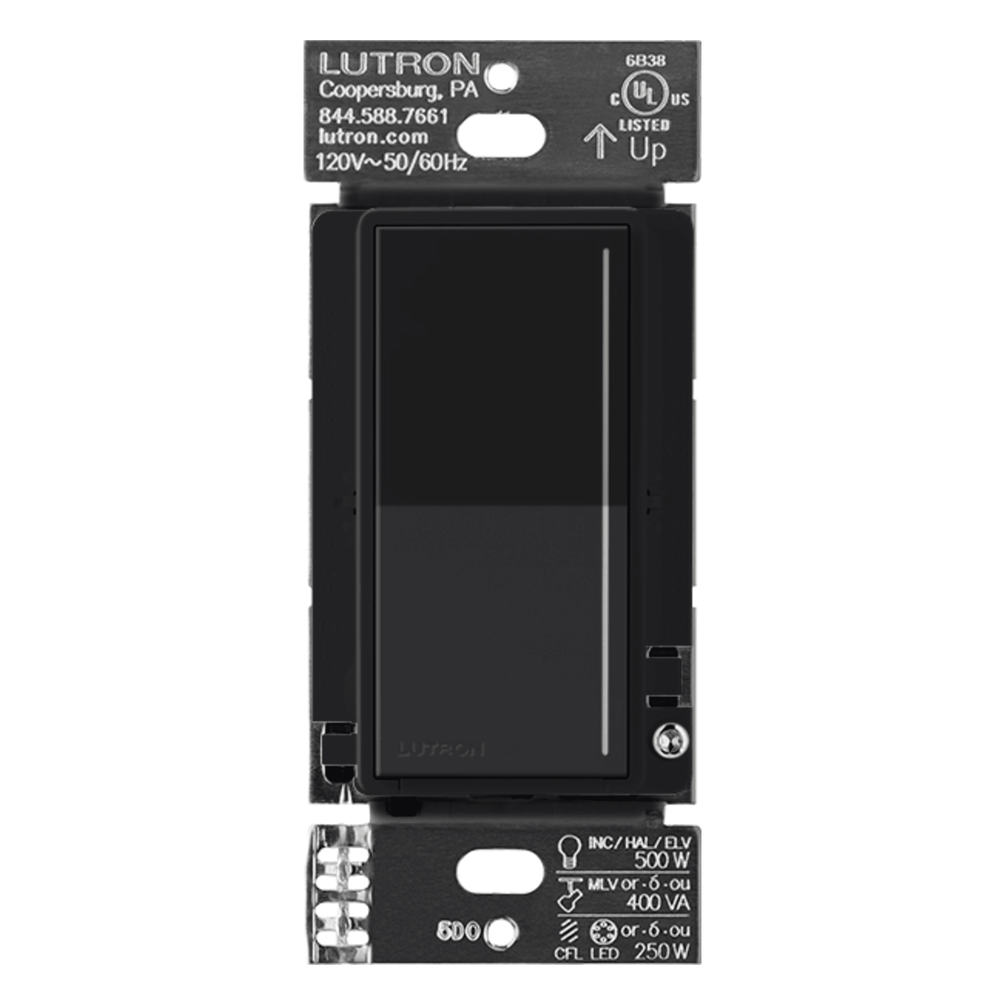 Atenuador de Pared Táctil / 250 W LED / 500 W Incandescente / 120 V / Fase Seleccionable / Control Multipunto / Acabado Midnight Satinado — LUTRON RADIORA 3 · SKU RRSTPRONMN