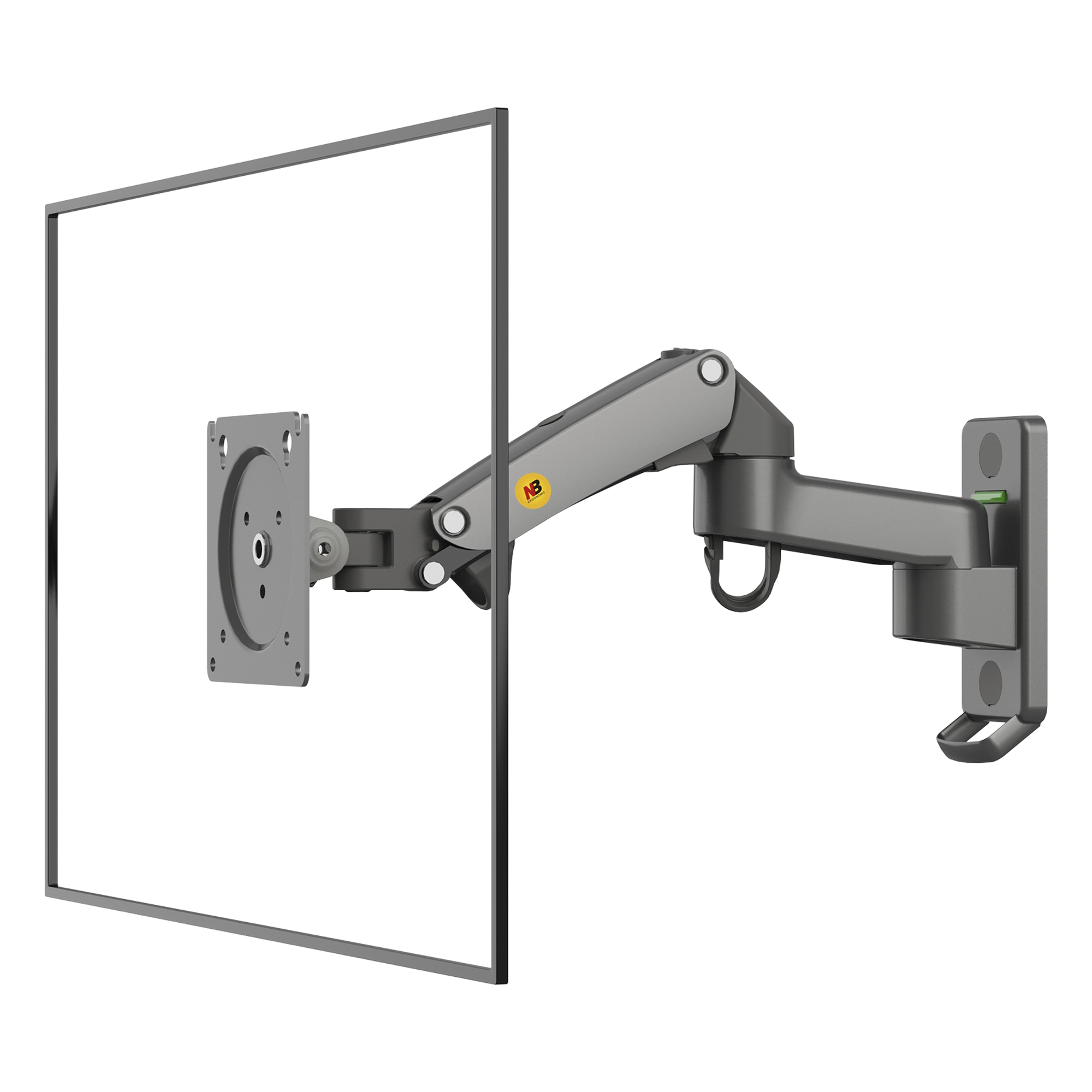 Soporte de Pared para Monitor / 17" a 35" / Carga 12 Kg (26.4 lbs) / VESA 75x75 y 100x100 / Inclinación -30° a +85° / Rotación 360° / Acero — NB-EPCOM · SKU F150NB