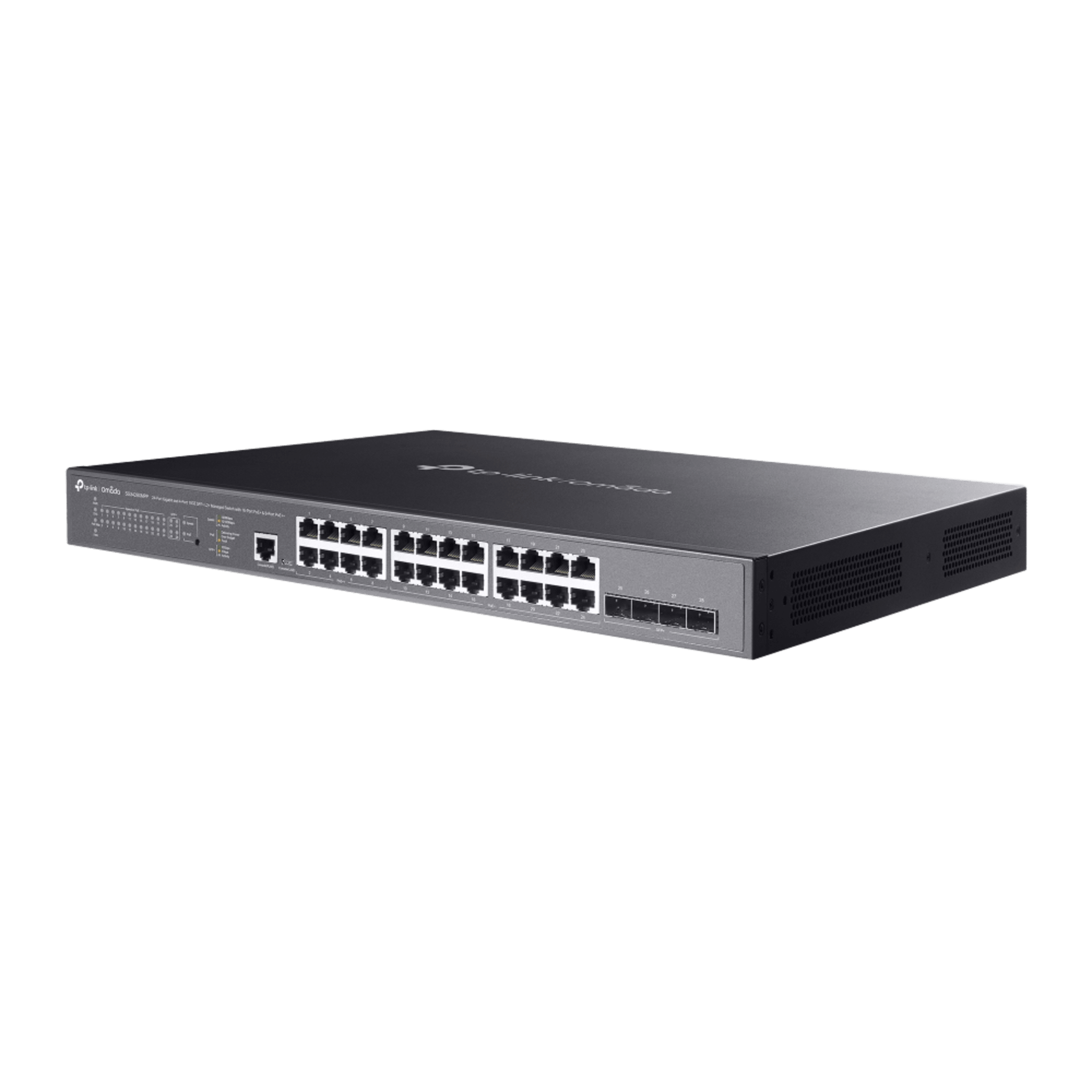 Switch L2+ Gestionado / 24 Puertos Gigabit + 4 Puertos 10G SFP+ / 16 PoE+ (30W) + 8 PoE++ (90W) / 128 Gbps / 500W PoE Budget / SDN Cloud