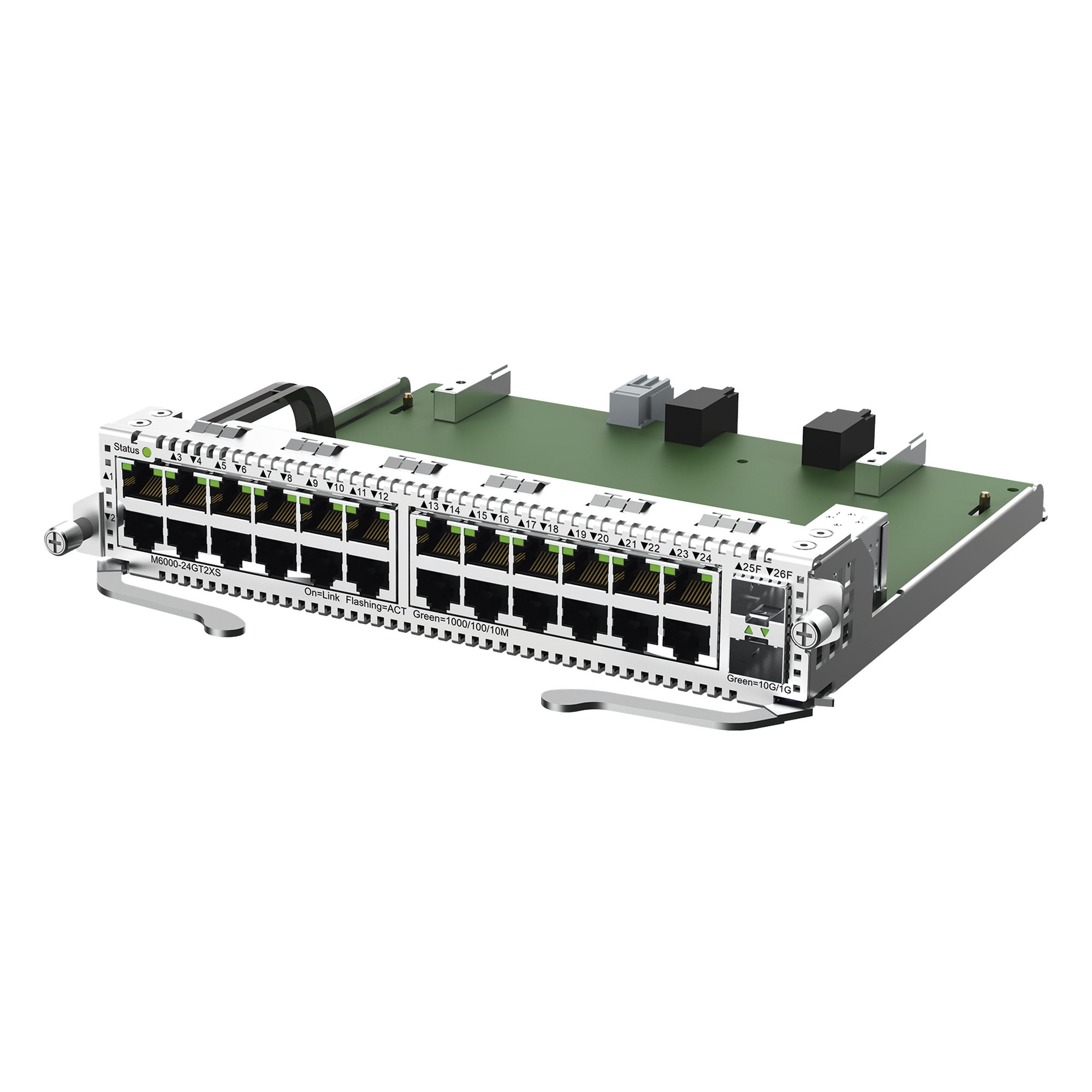 Módulo de Conmutación / 24 Puertos RJ45 Gigabit / 2 Puertos SFP+ 10G / 20.6W / 1.64 x 0.59 ft Chasis — RUIJIE · SKU M6000-24GT2XS