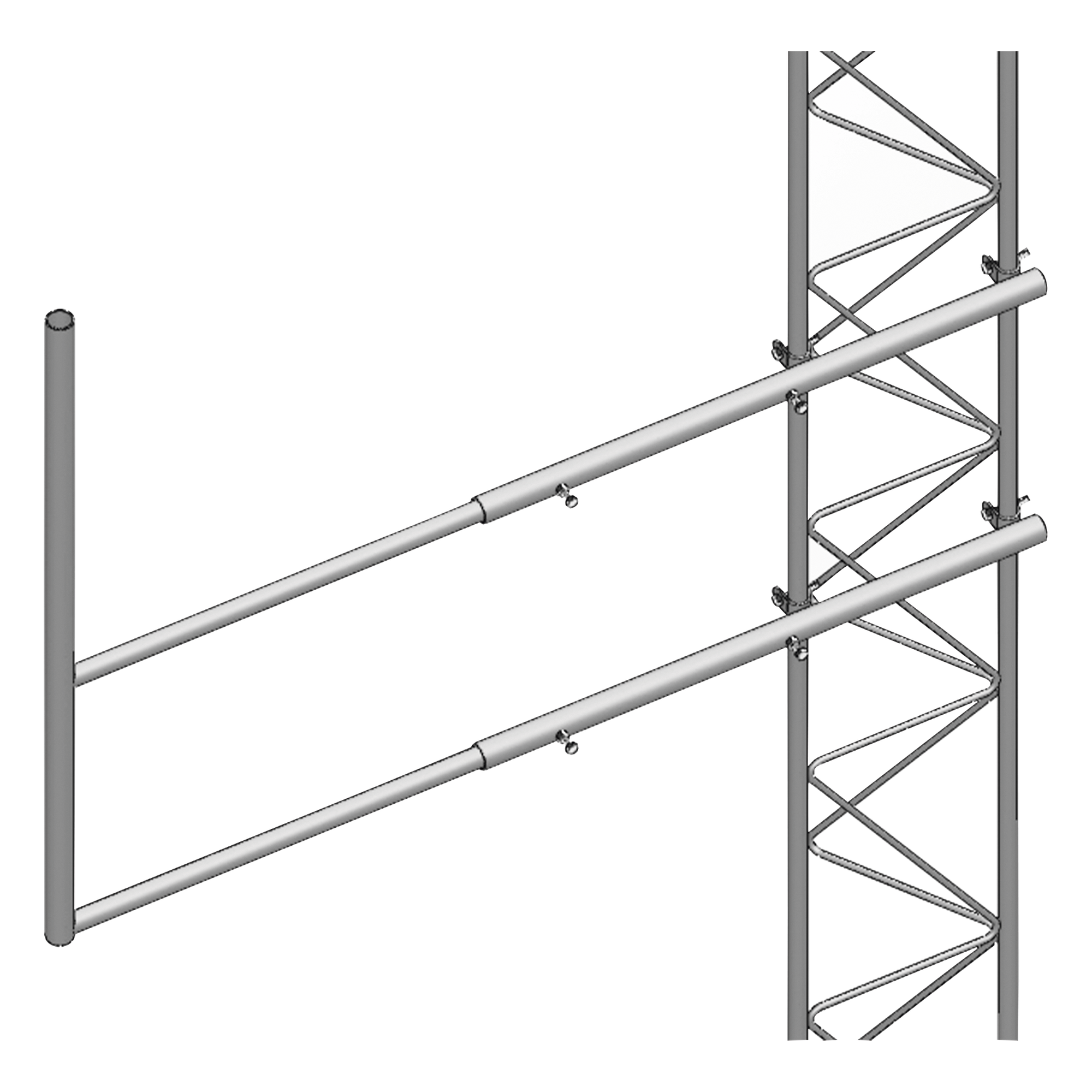 Brazo Tipo F para Torre / Acero ASTM A36 / Galvanizado Electrolítico / Longitud 1 m (3.3 ft) / Compatible STZ-45 / 7.35 kg — SYSCOM TOWERS · SKU SBL-45