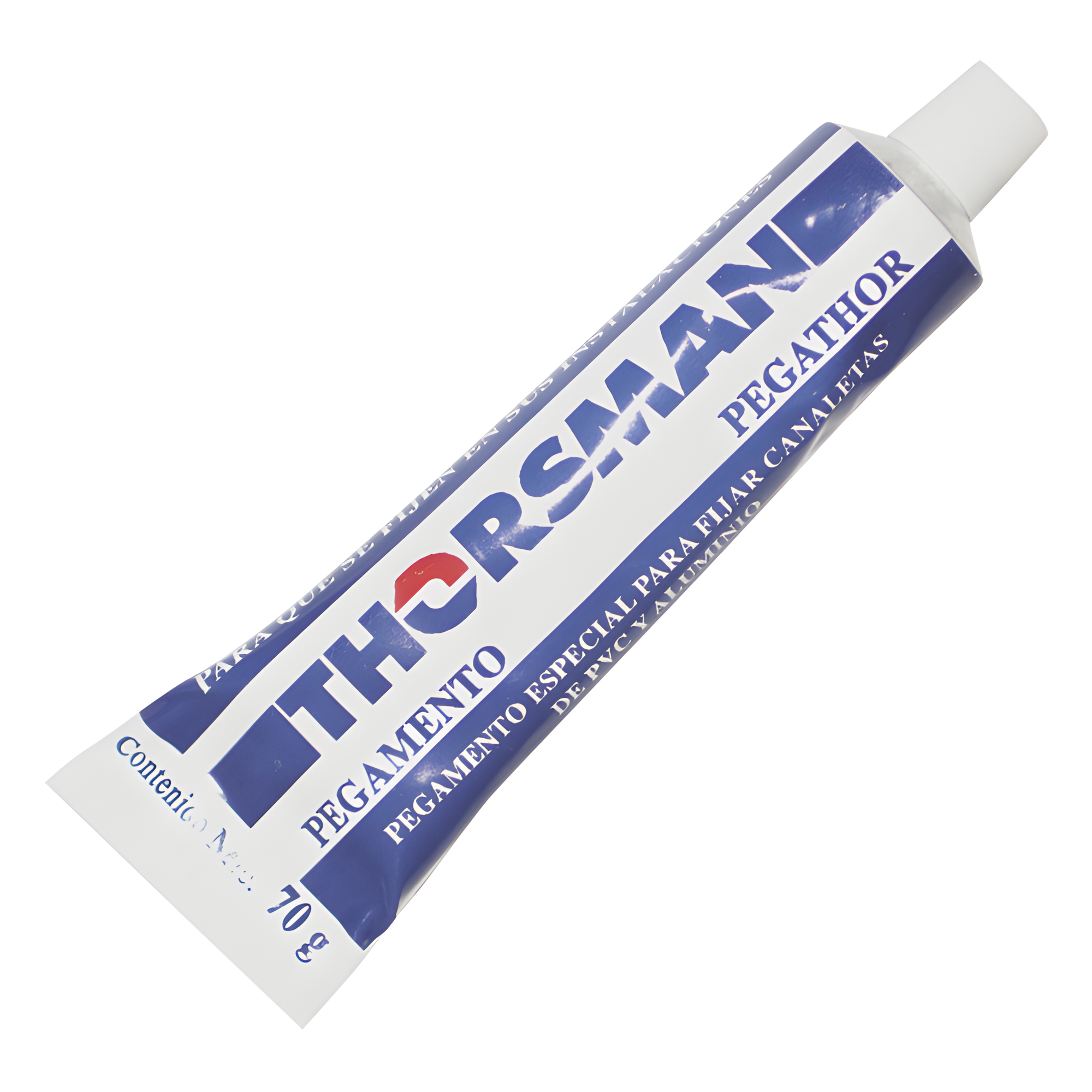 Adhesivo de Contacto para Canaleta / Fijación PVC y Aluminio / Rango Térmico -20 °C a +70 °C / Rendimiento 3.5 m Lineales / Resistencia 45 kg/cm² / 70 g — THORSMAN · SKU PEGATHOR70