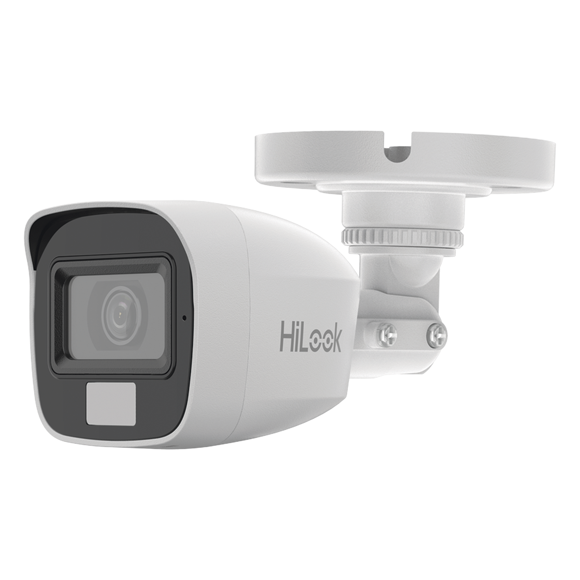 Cámara Bala TURBOHD / 2 Megapixel / Dual Light 20 m (65.6 ft) IR + 20 m (65.6 ft) Luz Blanca / Lente 2.8 mm 100° / Audio por Coaxitron / IP66 / Metal — HiLook by HIKVISION · SKU THC-B127-LMS