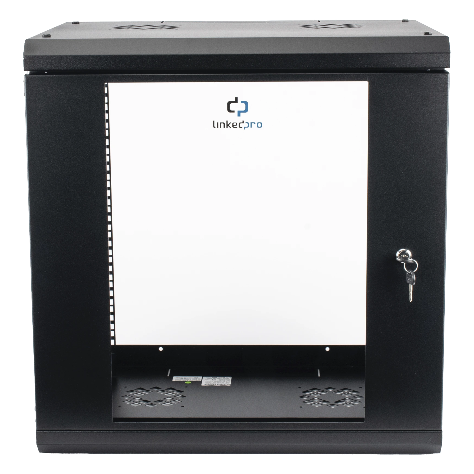 Gabinete de Pared 12U / Profundidad 455 mm (18 in) / Cristal Templado / Acero Reforzado / Carga 80 kg — LINKEDPRO · SKU SR1912LH3GA