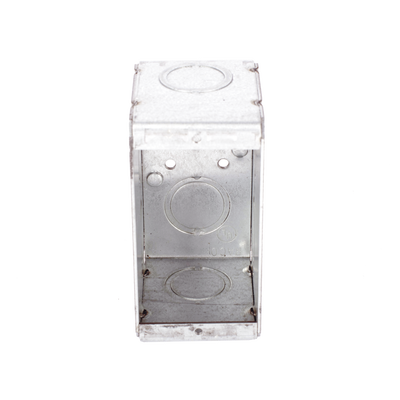 Caja Multigang / 1 Gang / 2.5 in (6.35 cm) Profundidad / 8 TKO 1/2-3/4 in / 16.0 in³ / Acero Galvanizado — RACO · SKU HUB-690