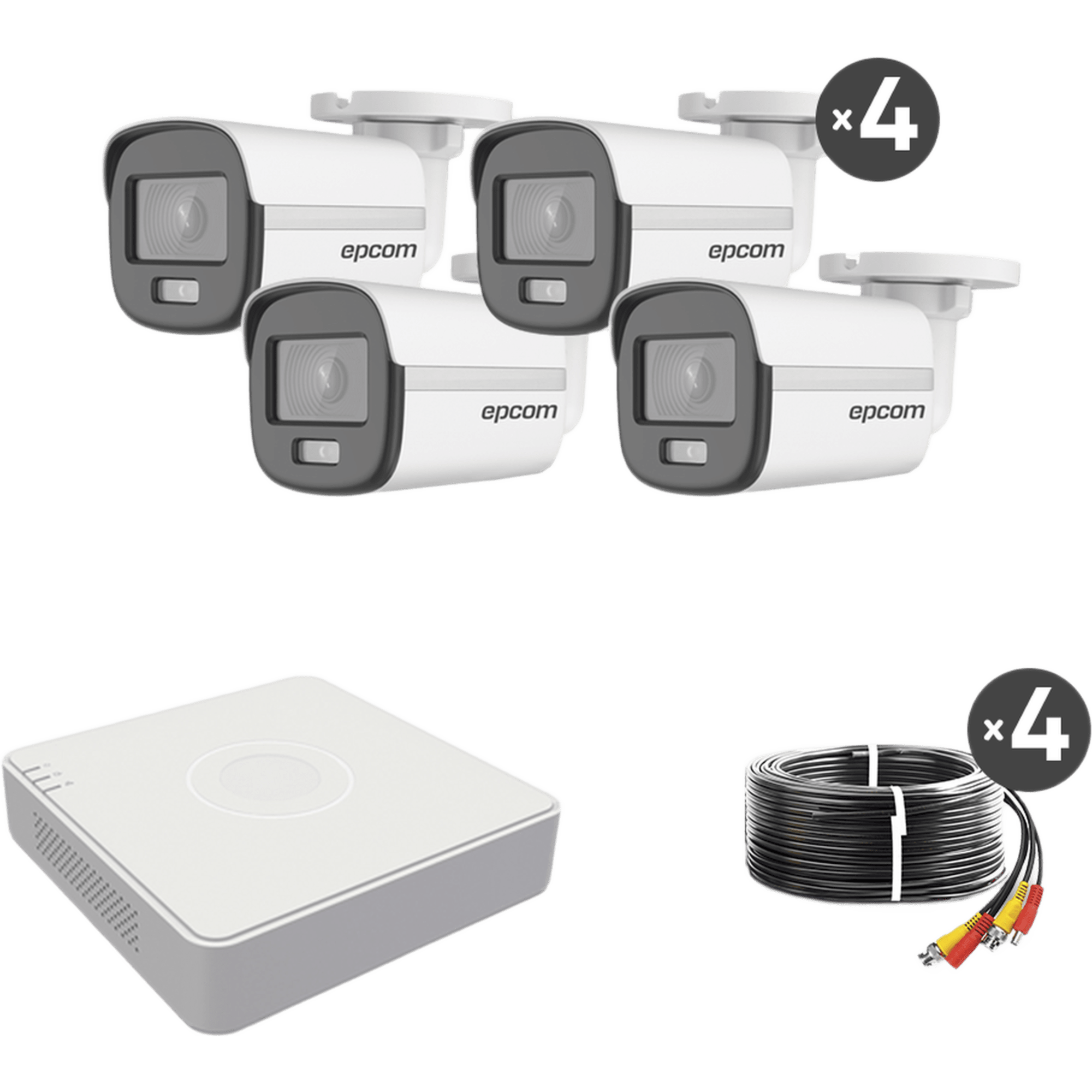 Kit de Videovigilancia TurboHD / 1080p Lite / 4 Cámaras Bala ColorVu / DVR 5 Canales / IR 20 m (65.6 ft) / IP66 — EPCOM PROFESSIONAL · SKU B8-KIT-CV