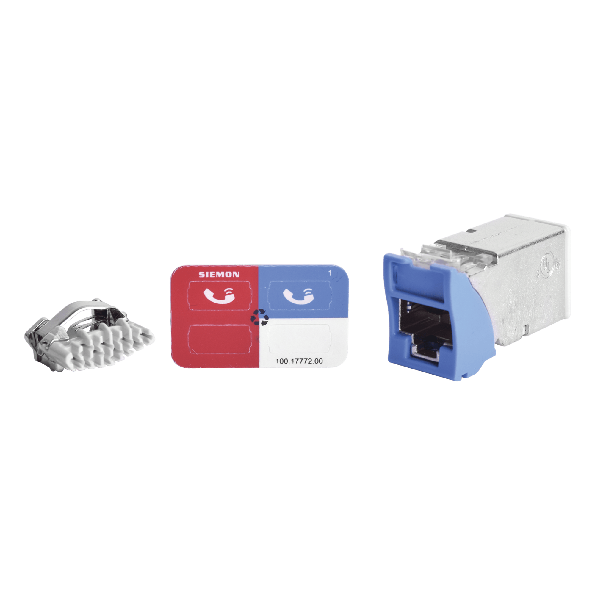 Jack Cat6A / Blindado FTP / Montaje Híbrido Plano/Angulado / Color Azul — SIEMON · SKU Z6A-S06