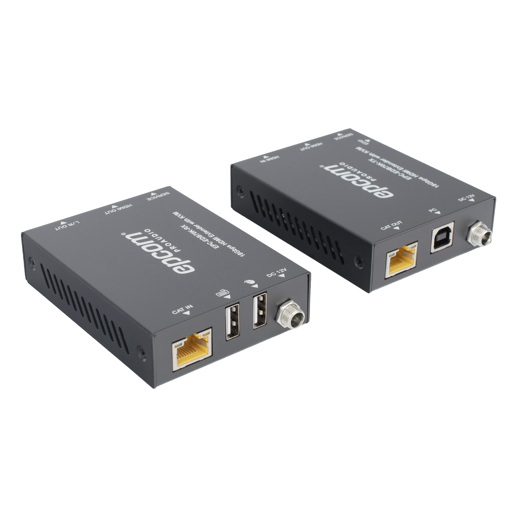 Extensor HDMI con KVM / 4K2K@60Hz / 4:4:4 / 18 Gbps / 70 m (229.7 ft) / HDR / PoC Bidireccional / USB 1.1 / Audio 3.5mm