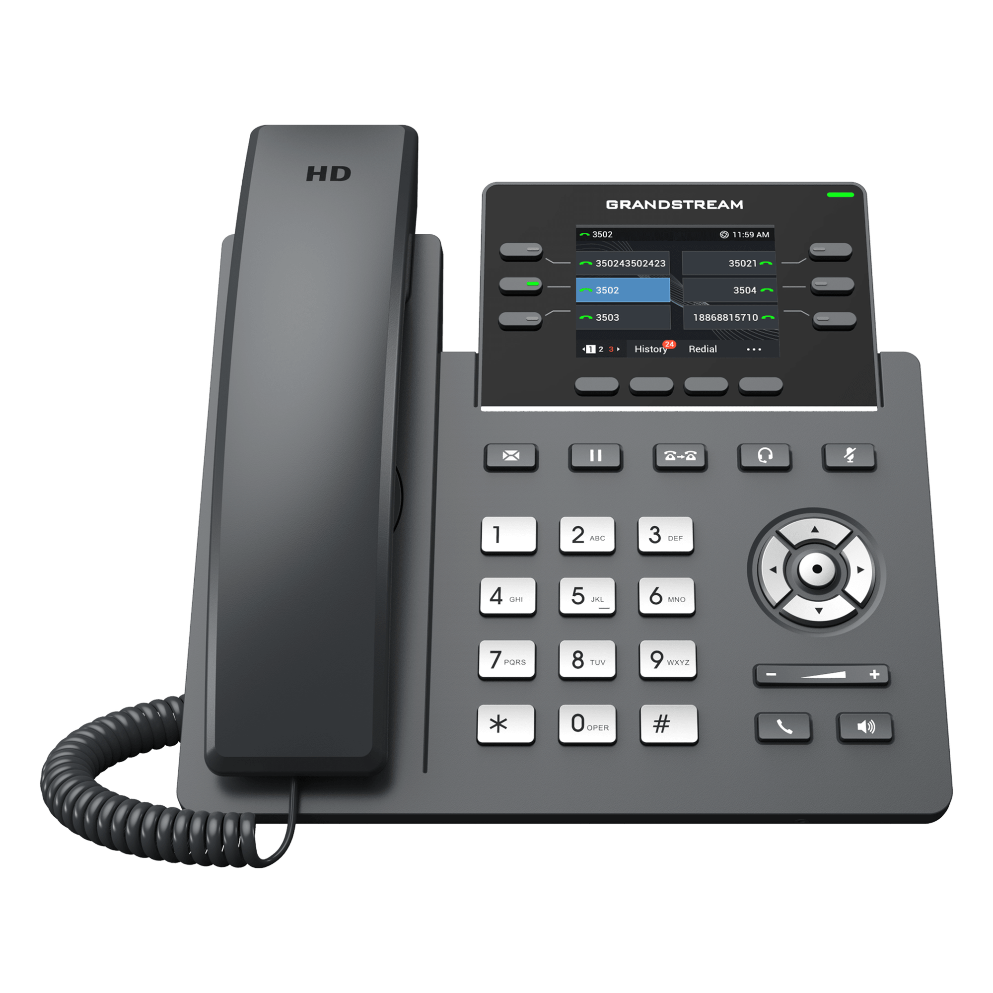 Teléfono IP / 6 Líneas SIP / Wi-Fi 6 Doble Banda / Bluetooth / 24 Teclas BLF Virtuales / Pantalla LCD 2.8" / 2 Puertos Gigabit — GRANDSTREAM · SKU GRP2613W