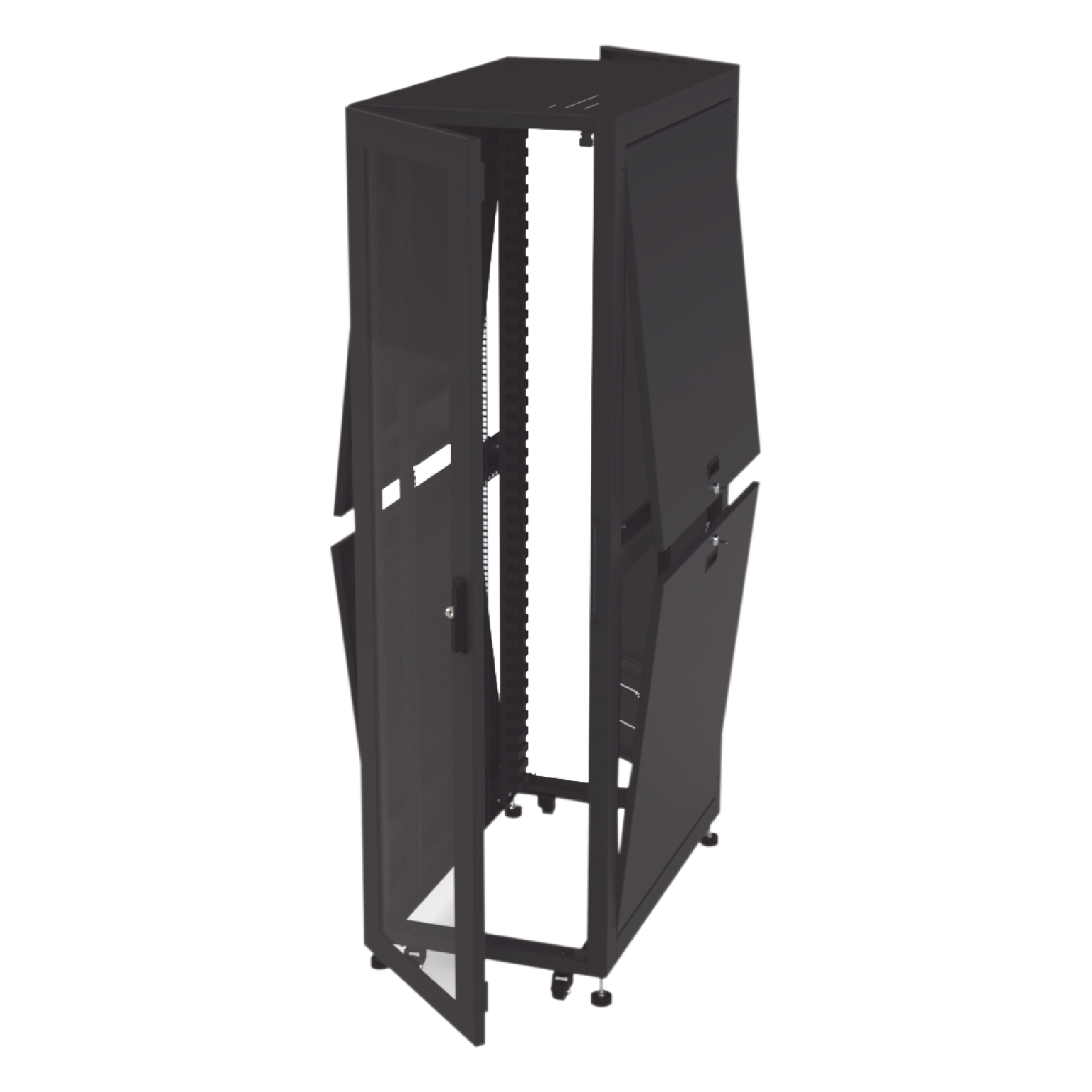 Gabinete Rack de Piso / 19" Estándar / 42UR / 600 mm x 1000 mm / Acero / Puerta con Cristal Templado