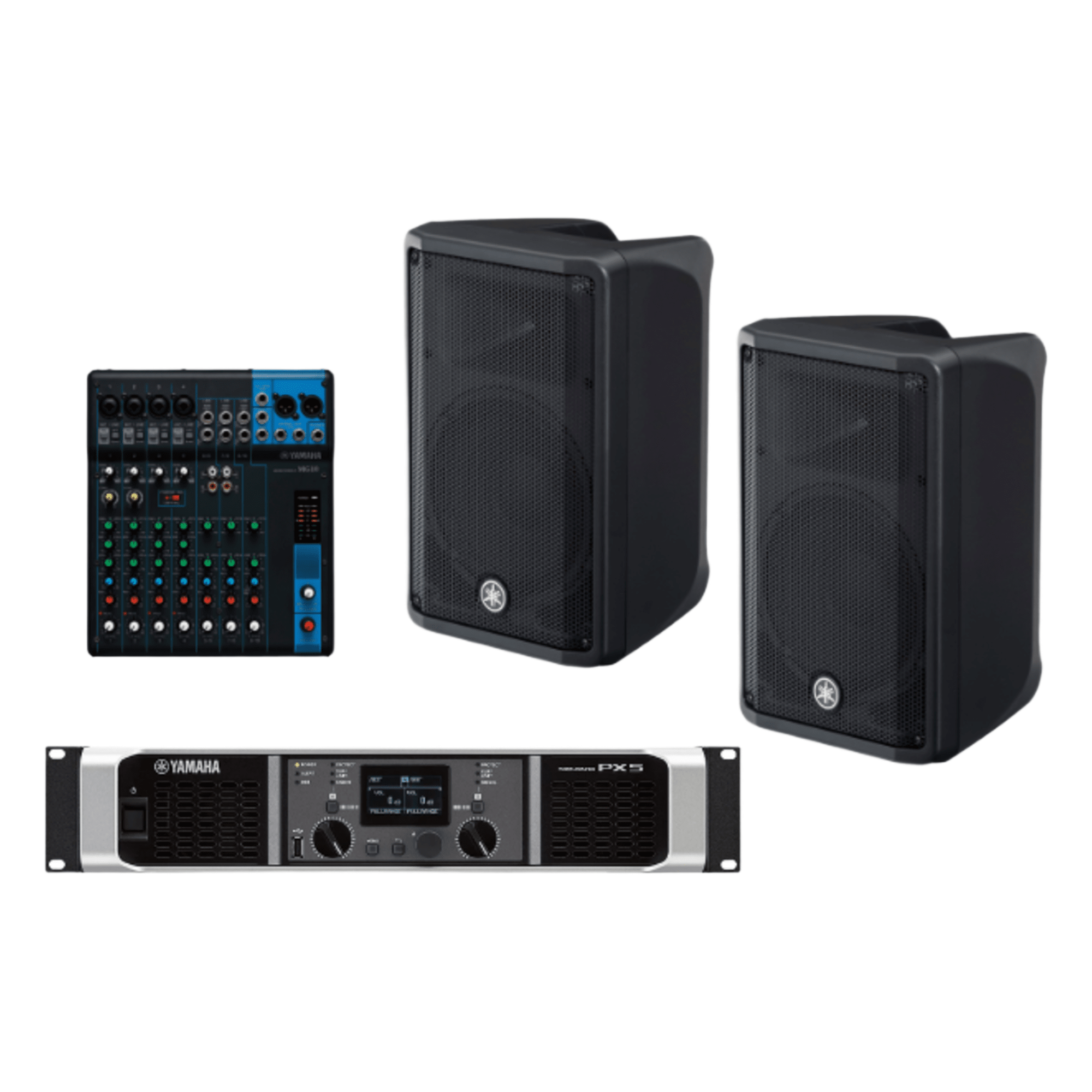 Sistema PA / 2 Bocinas 2 Vías 10" / Amplificador Clase D 2x 800W / Mezclador 10 Canales / DSP Avanzado / Conectores XLR, TRS y Speakon — YAMAHA · SKU CBR10KIT/PA