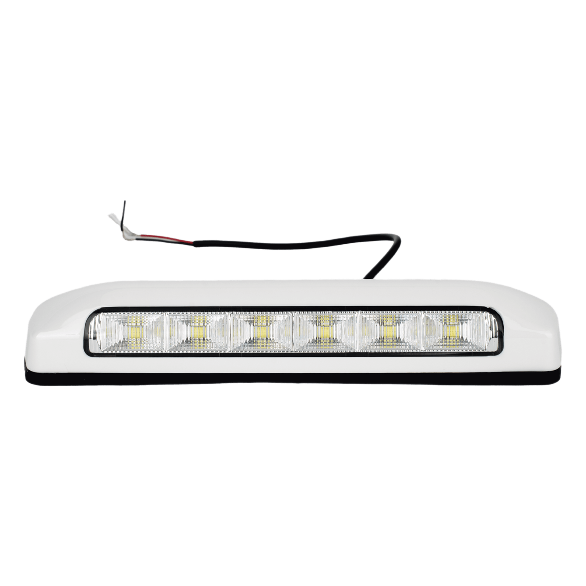 Luz de Escena LED / 6 LED / 75 lm / IP67 / 12-24 VCC / 0.1 A / 203 x 41 x 29 mm / 8 x 1.6 x 1.1 in / -30°C a +50°C / Bisel Blanco — EPCOM INDUSTRIAL SIGNALING · SKU XLTE2205W