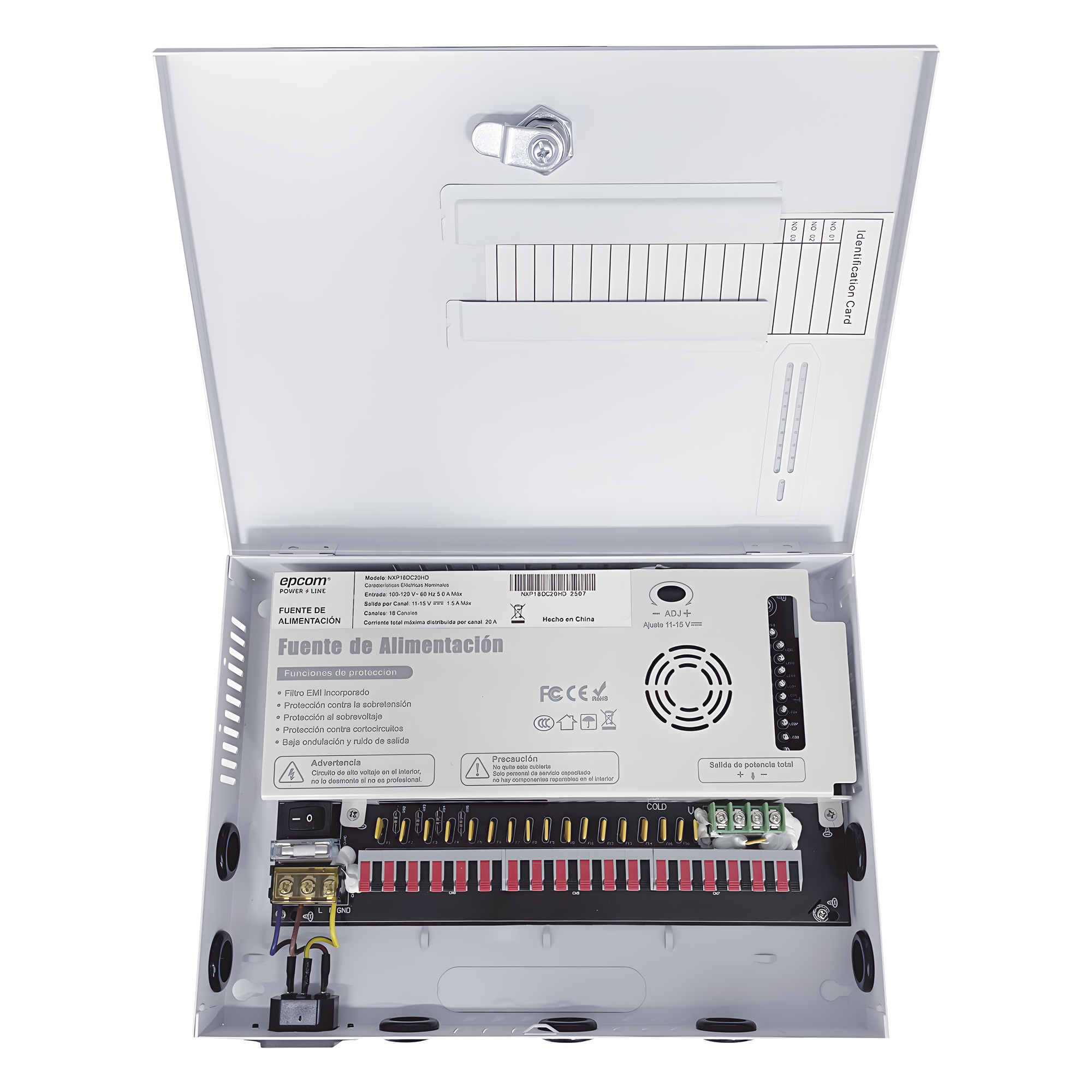Fuente de Alimentación / 18 Canales / 20 A / 11-15 VCC / 250 W / Filtro de Ruido por Canal / Doble Ventilador