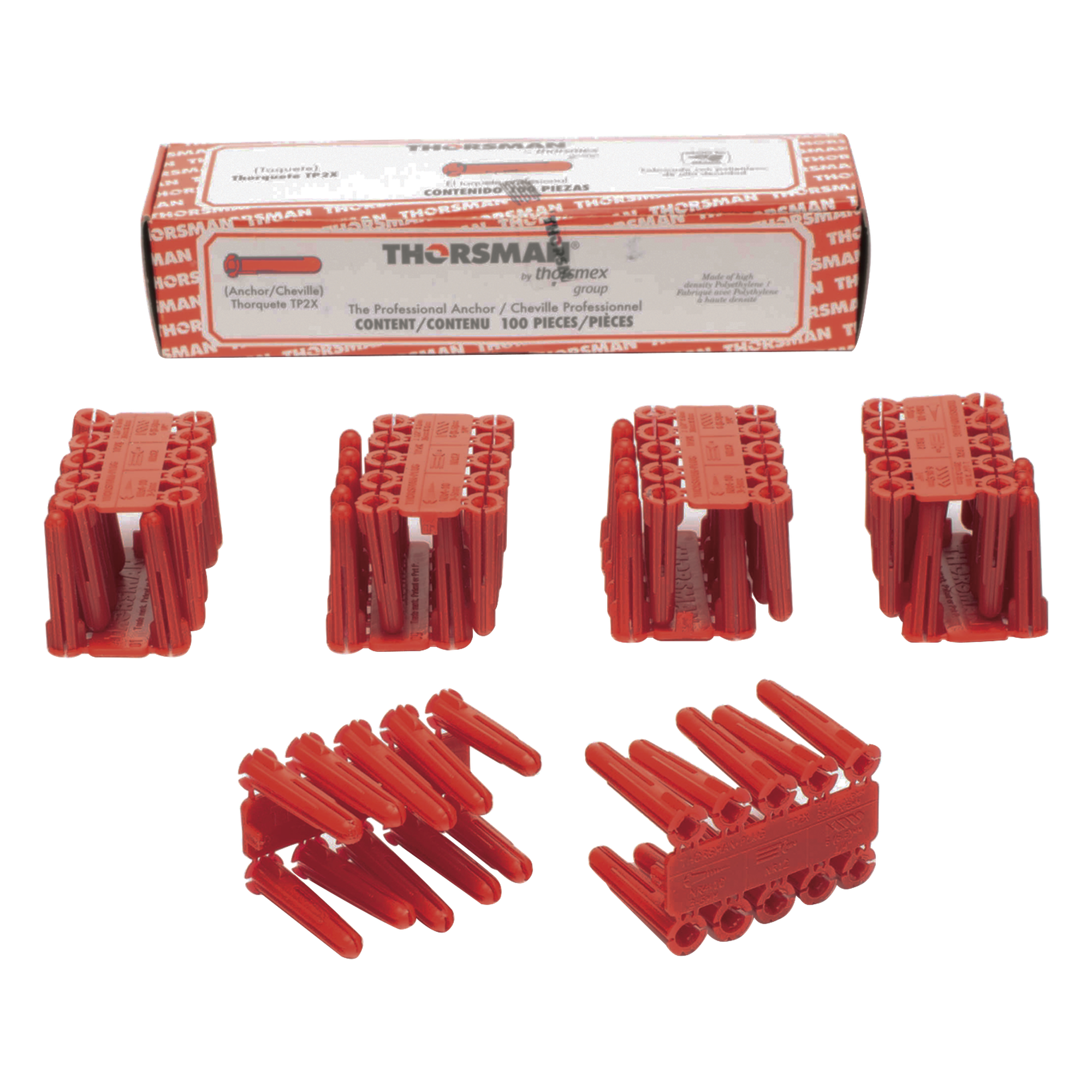 Taquete de 1/4  plástico paquete de 100 piezas para fijar objetos con tornillo en muros y techos de concreto o superficies sólidas, compatible con tornillo TH10X de 10 x 1 1/2"  (1103-03100) 