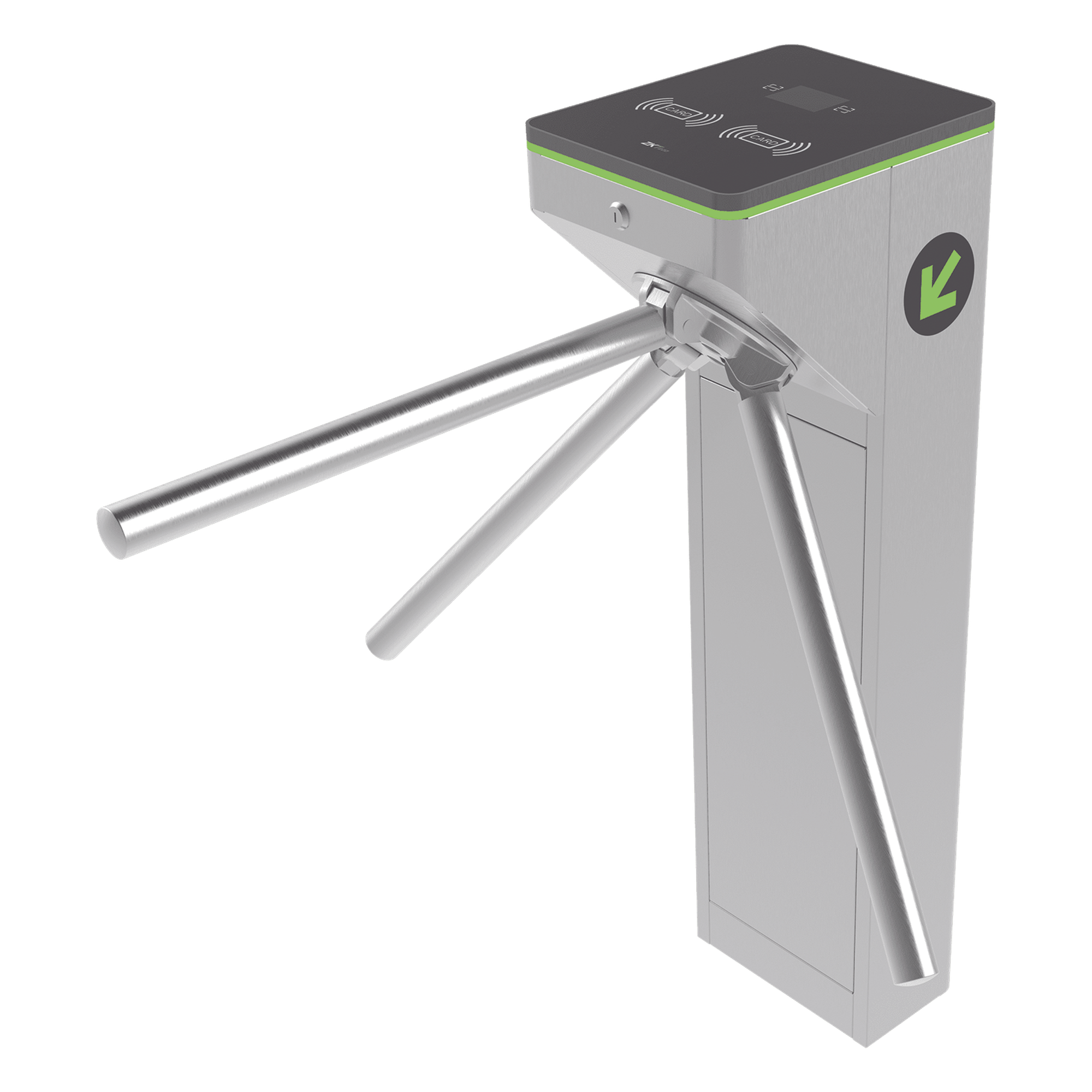 Torniquete Trípode / Acero Inoxidable SUS304 / 25 Personas/min / 2 Millones de Ciclos / Bidireccional / LED / 2.62 x 2.46 x 3.12 ft — ZKTECO · SKU MTS-1000