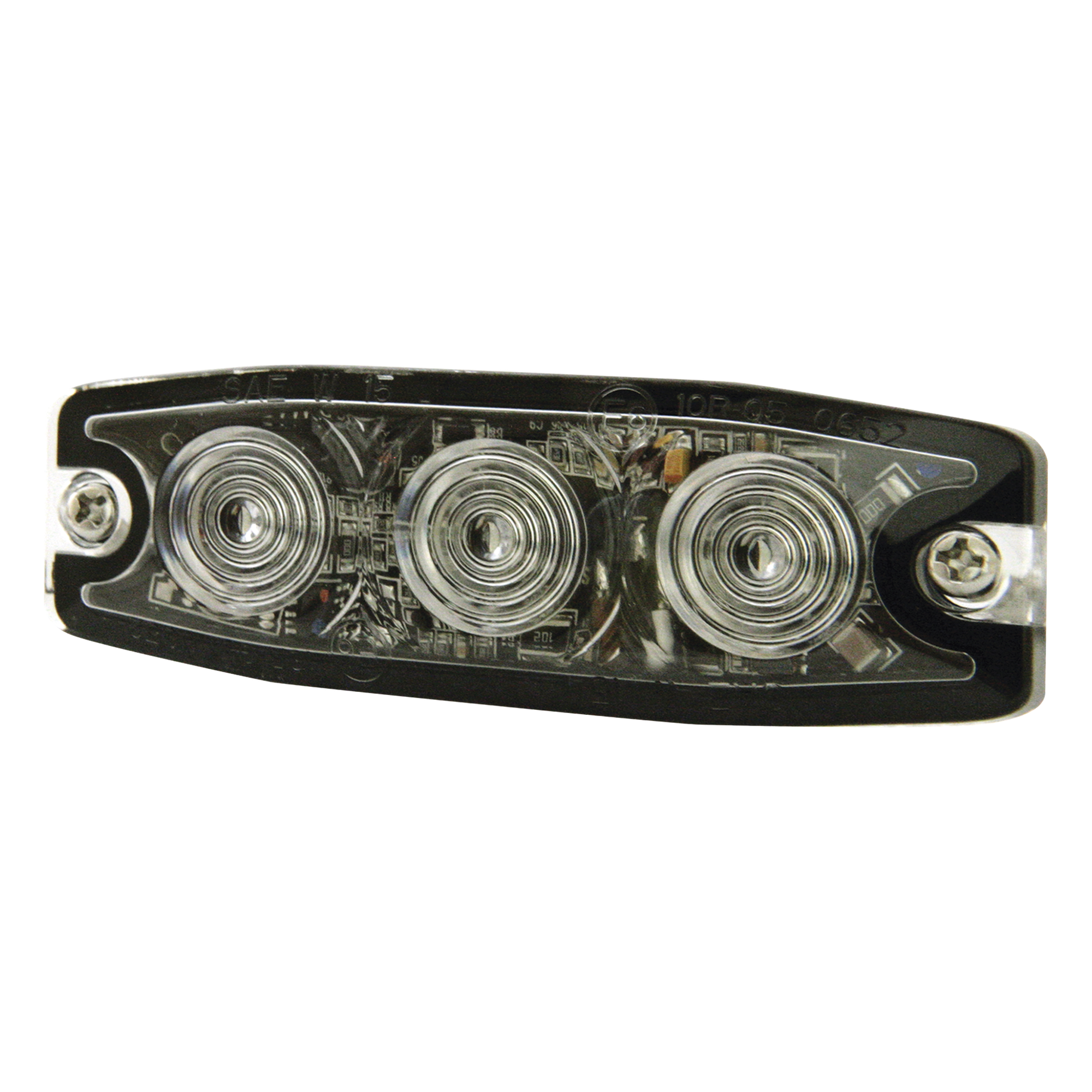 Luz Auxiliar de Advertencia / 3 LED / Ámbar / SAE Clase 1 / Multivoltaje 12~24 VCC / Perfil 6.6 mm (0.26") / Memoria No Volátil — SIGNALPRO · SKU SPL3A