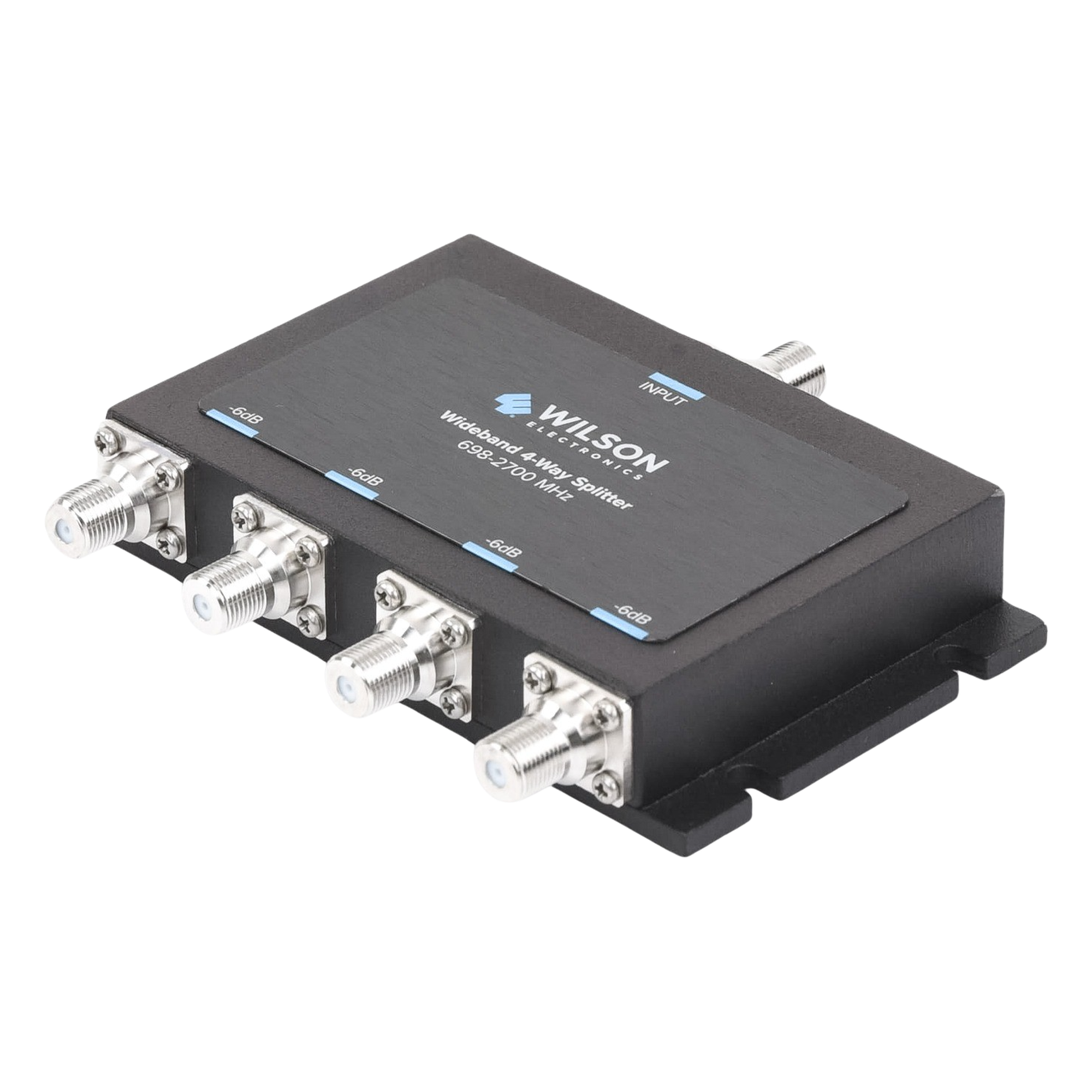 Divisor de Potencia de 4 Vías / 6 dB Pérdida por Puerto / 698-2700 MHz / Conectores F Hembra / 75 Ohm