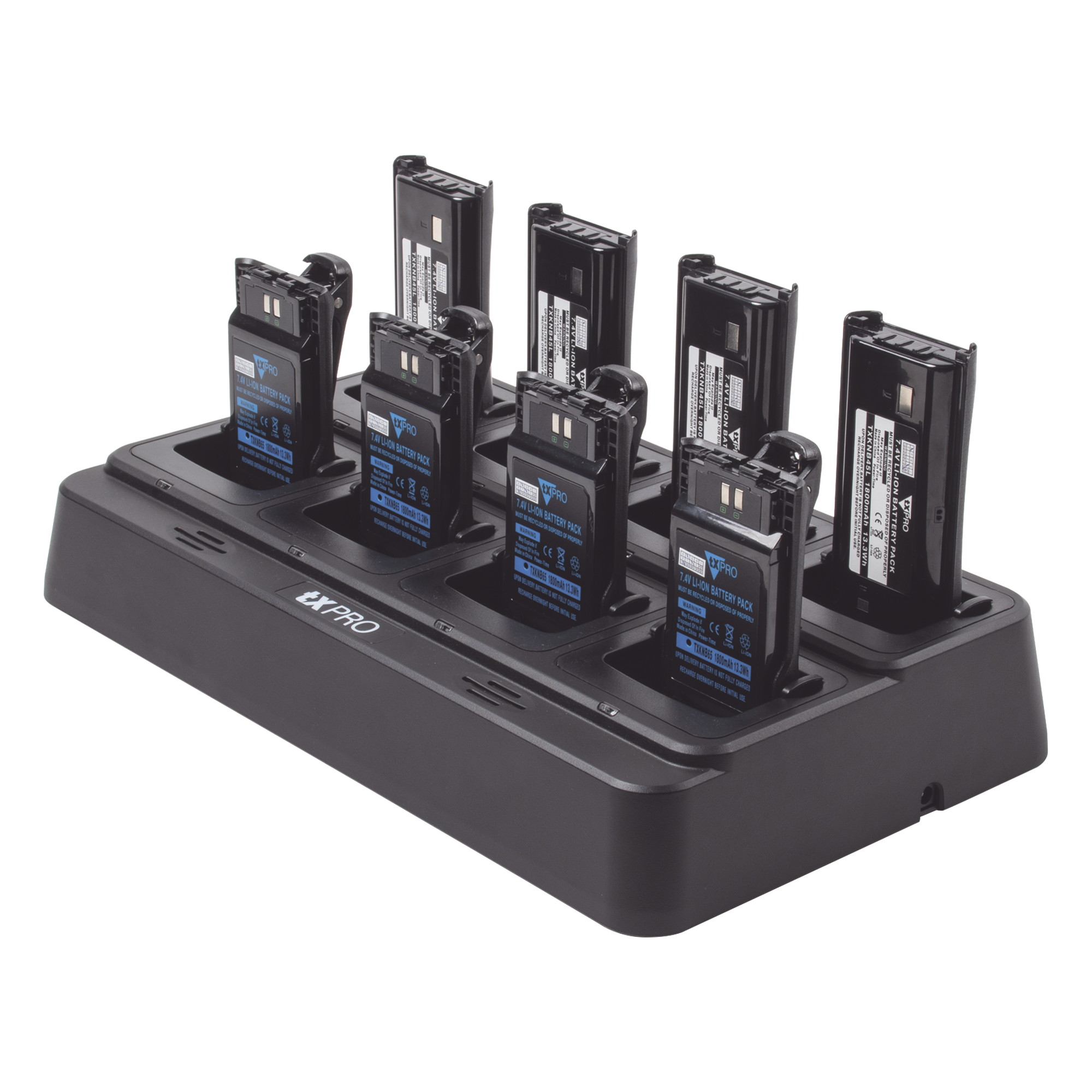 Cargador de Escritorio / 8 Cavidades / Dual Química Ni-MH y Li-Ion / 15 V 8 A / 100-240 VCA — TXPRO · SKU TX-8C-KSC43