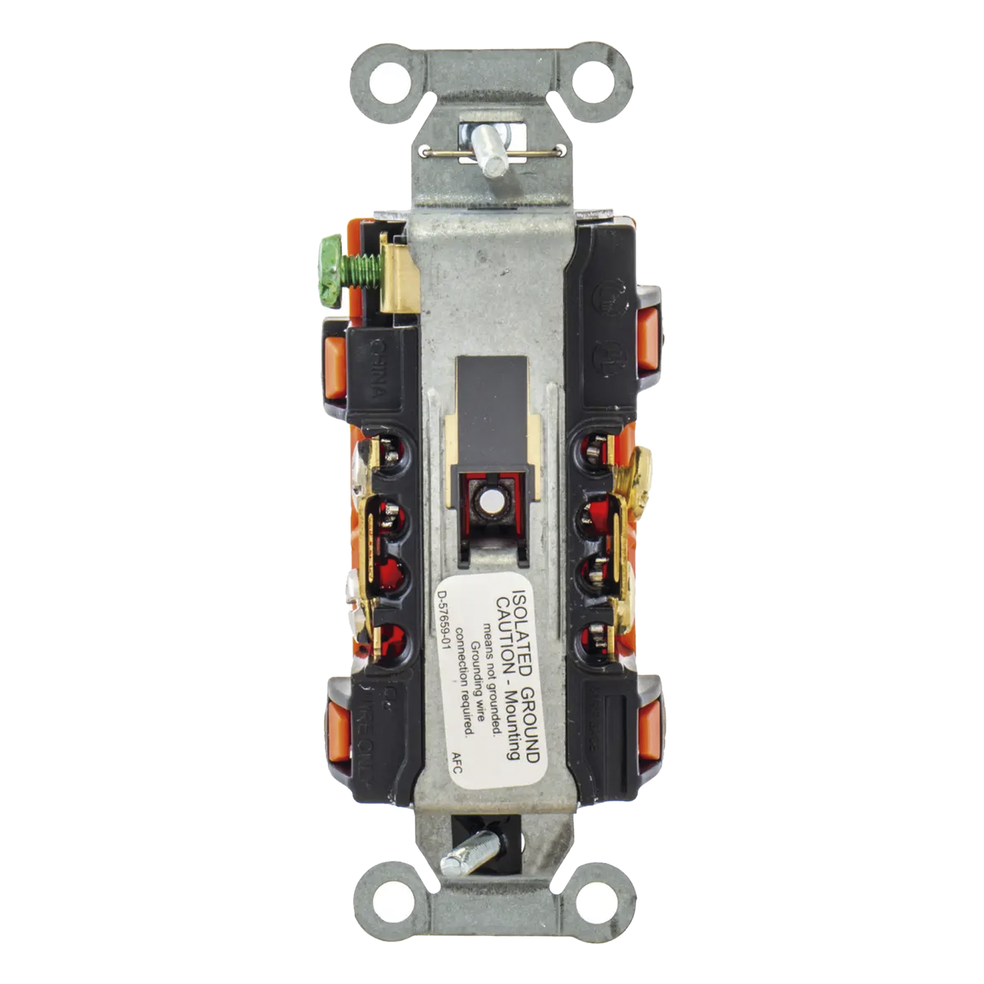 Contacto Dúplex Conexión a Tierra Aislada/ 20 A 125 V/ 2 polos 3 Hilos/ Color naranja/ Nema 5- 20R/ Grado Comercial.