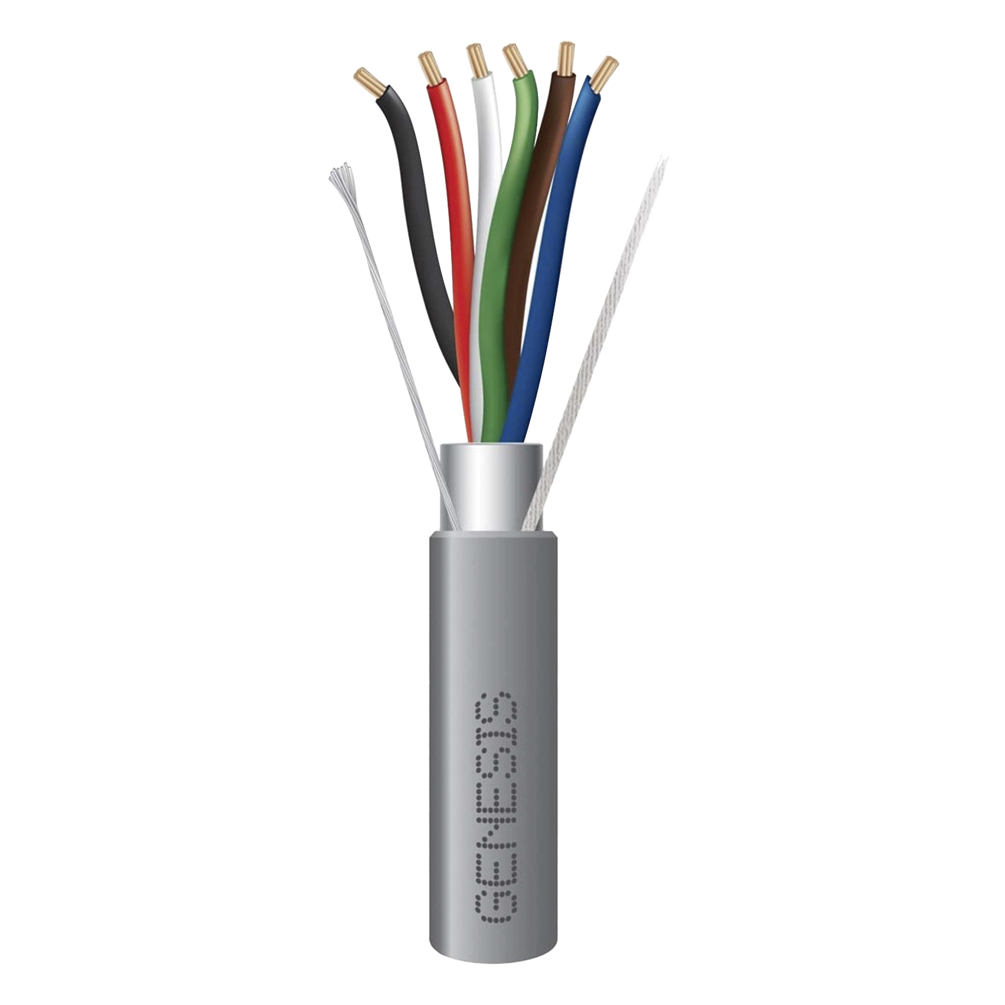 Cable para Alarma / 6 Conductores / 22 AWG / Blindado / Riser / 305 m (1000 ft) / Gris — GENESIS · SKU 2206-1109/1000