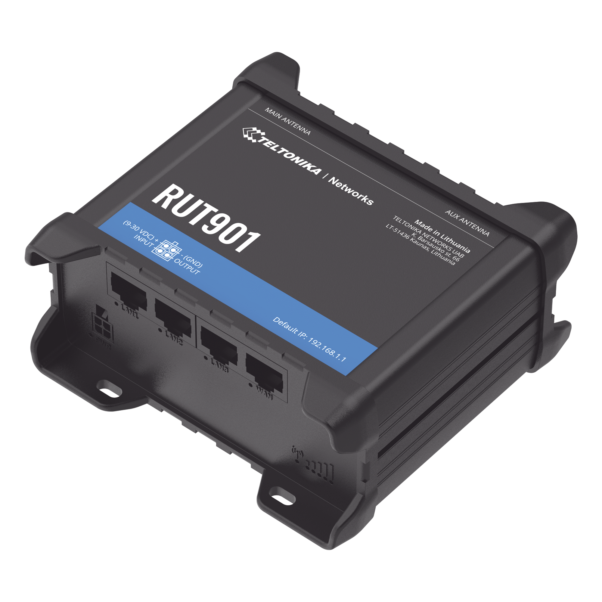Router Industrial LTE 4G / 150 Mbps Cat 4 / 4 Puertos Ethernet / WiFi 2.4 GHz / Doble SIM / Montaje DIN / -40°F a 167°F — TELTONIKA · SKU RUT901