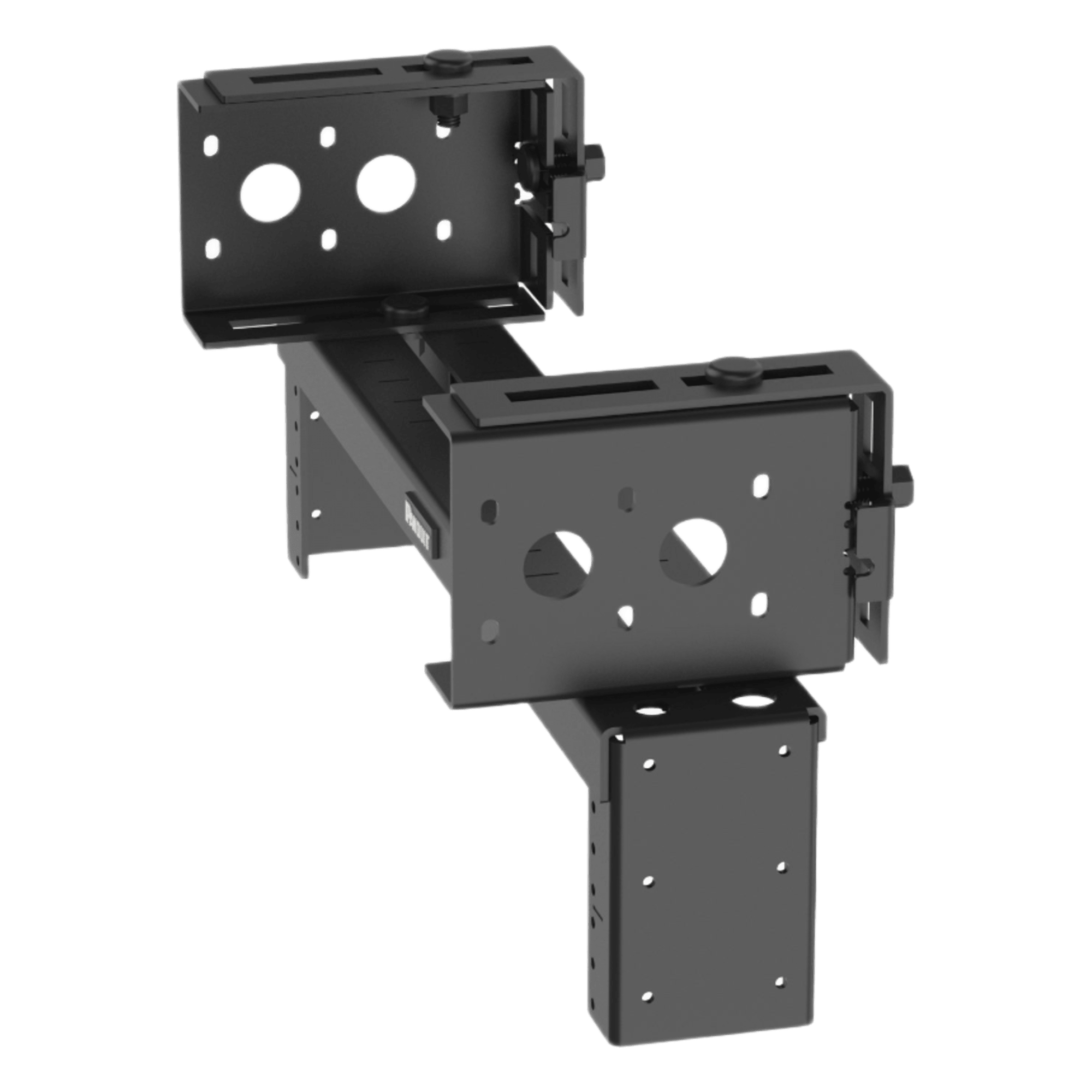 Rack de Distribución Aéreo / 2 UR / Carga 27 kg (60 lb) / Rieles Roscados #12-24 / Profundidad 83 mm (3.3 in) / Montaje Universal