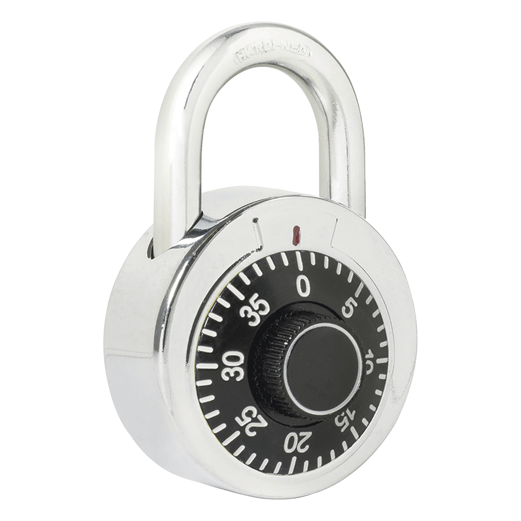 Candado de Combinación / Cuerpo 50 mm / Seguridad Nivel 3 / Combinación de Disco 3 Pasos / Gancho 7.5 mm / Acero Cromado — LOCK · SKU SYS-L26S50NGB
