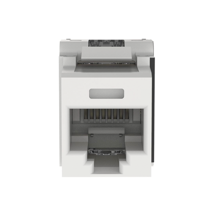 Conector Jack Estilo 110 (de Impacto), Tipo Keystone, Categoría 6A, de 8 Posiciones y 8 Cables, Color Blanco