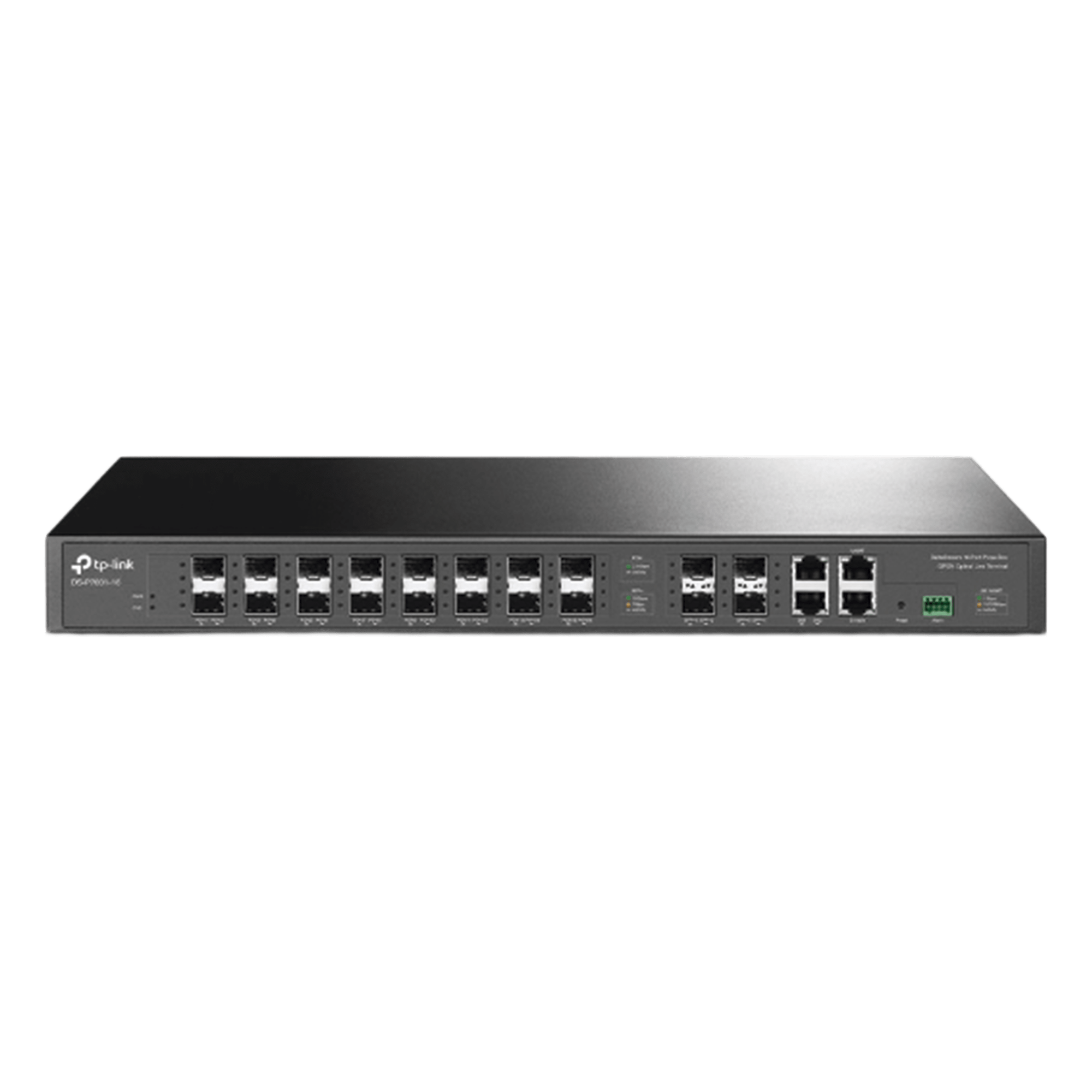 OLT GPON / 16 Puertos PON 2.5G / 4 Puertos SFP+ 10G / 2 Puertos RJ45 1G / División 1:128 / Fuentes Redundantes AC-DC / Gestión en la Nube — TP-LINK · SKU DS-P7001-16