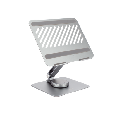 Soporte Giratorio de Aluminio para Laptop | Giratorio 360° | Función de Bloqueo | Soporta Laptops de 10 a 17.3''| Capacidad de Carga 5Kg | Excelente Estabilidad | Diseño Ergonómico | Altura y Angulo Ajustable | Plegable y Port&amp