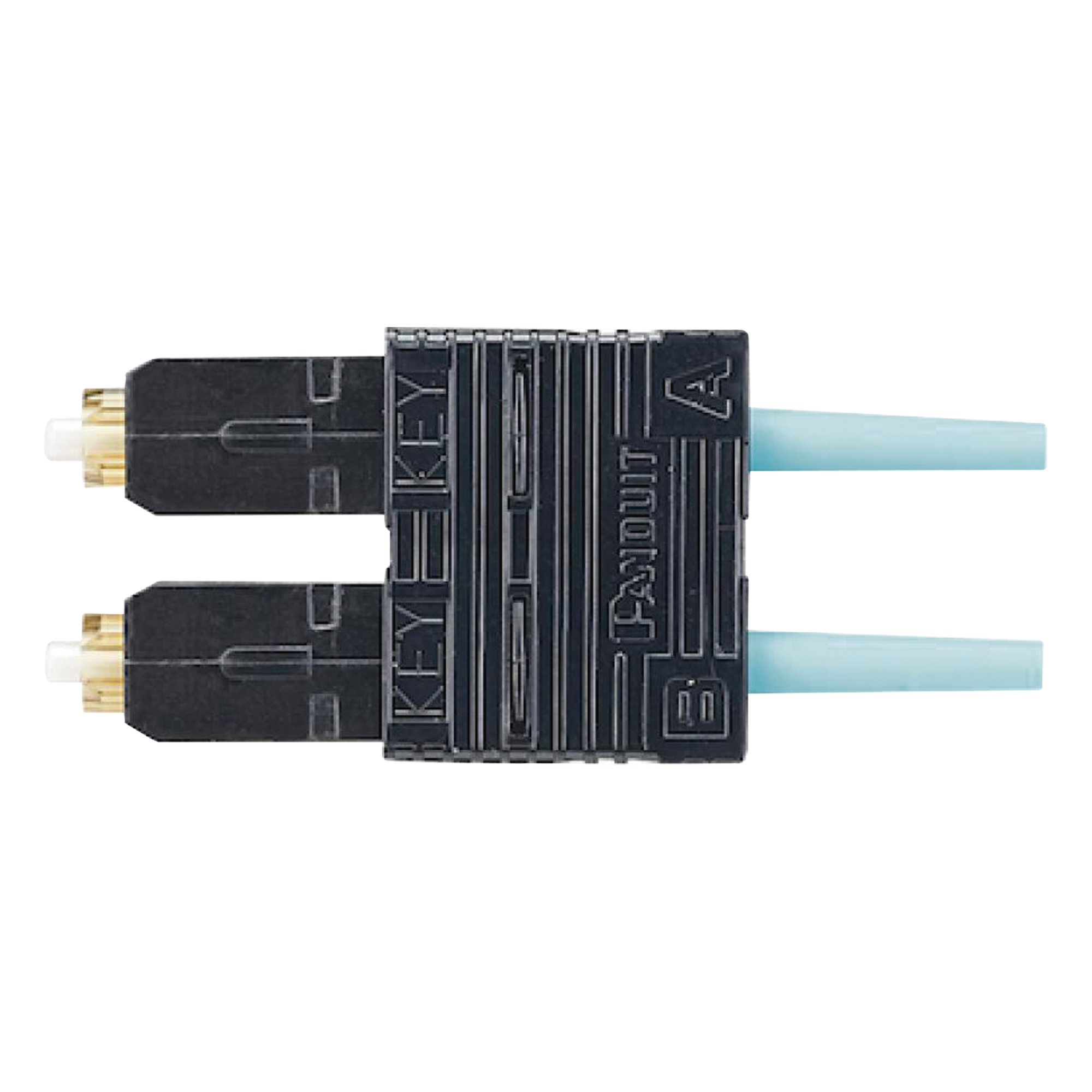 Conector de Fibra Óptica SC Duplex / Multimodo OM3/OM4 50/125 µm / Pre-pulido / Férula Zirconia / 900 µm Tight Buffer / Color Aqua — PANDUIT · SKU FSC2DMCXAQ