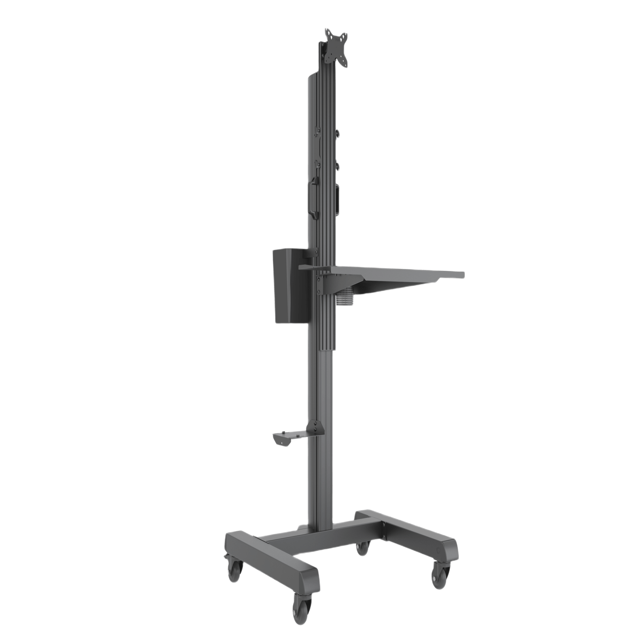 Estación de Trabajo Móvil / Pantallas 17-32 pulgadas / VESA 50x50 a 100x100 mm / Carga 20 kg / Ruedas Bloqueables 360° / Altura Ajustable — EPCOM INDUSTRIAL · SKU EMWFS1U