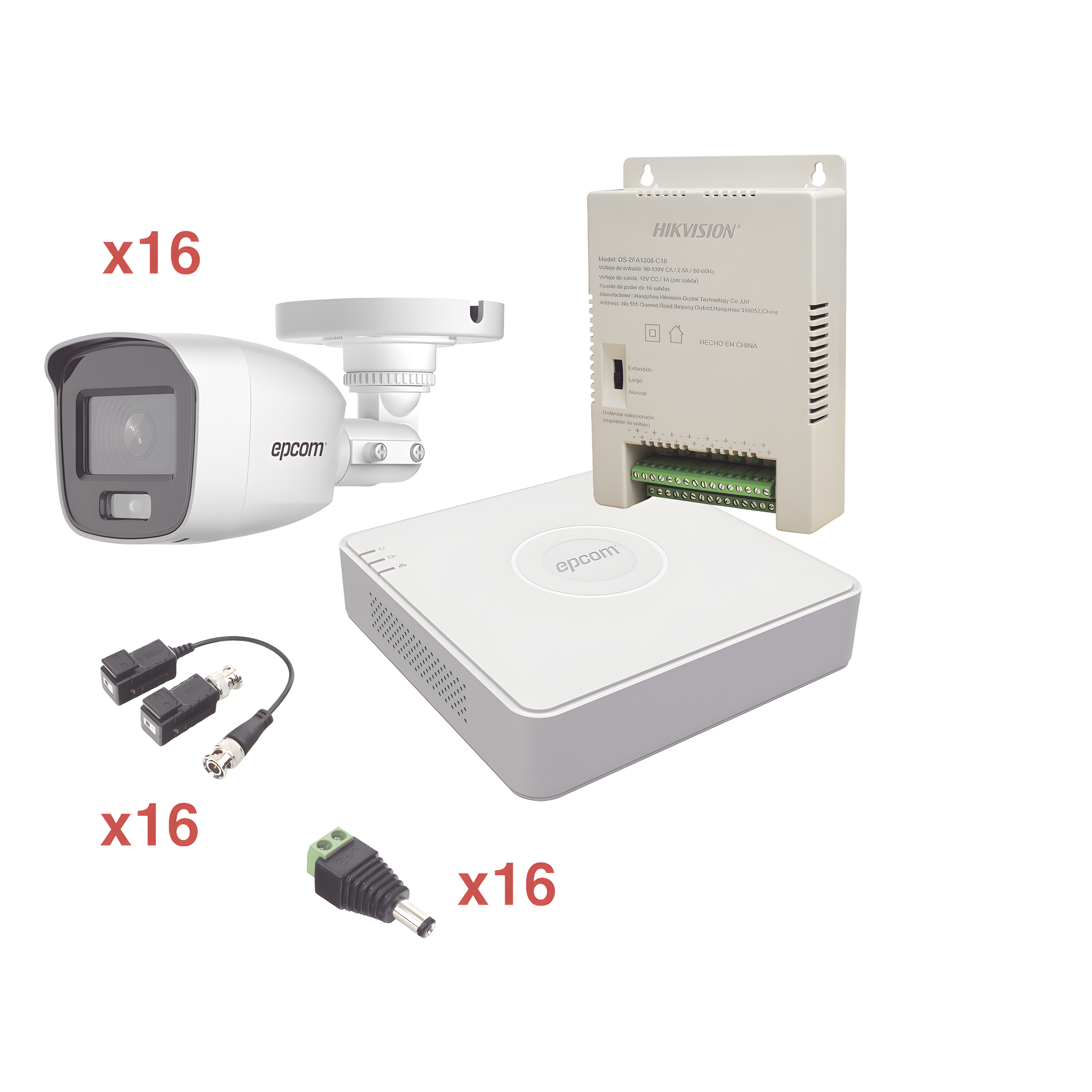 Kit TurboHD / 1080p Lite / DVR 16 Canales / 16 Cámaras Bala / 2.8 mm / ColorVu 20 m (65.6 ft) / Audio Integrado — EPCOM · SKU KE1080PL/16BCA
